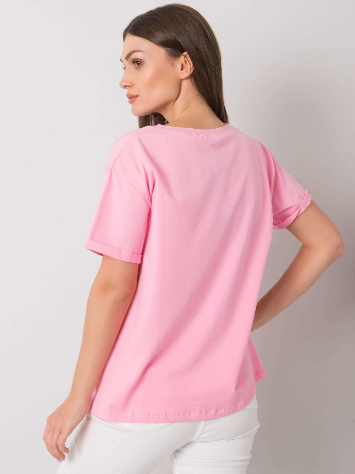 Różowy t-shirt z nadrukiem Aosta