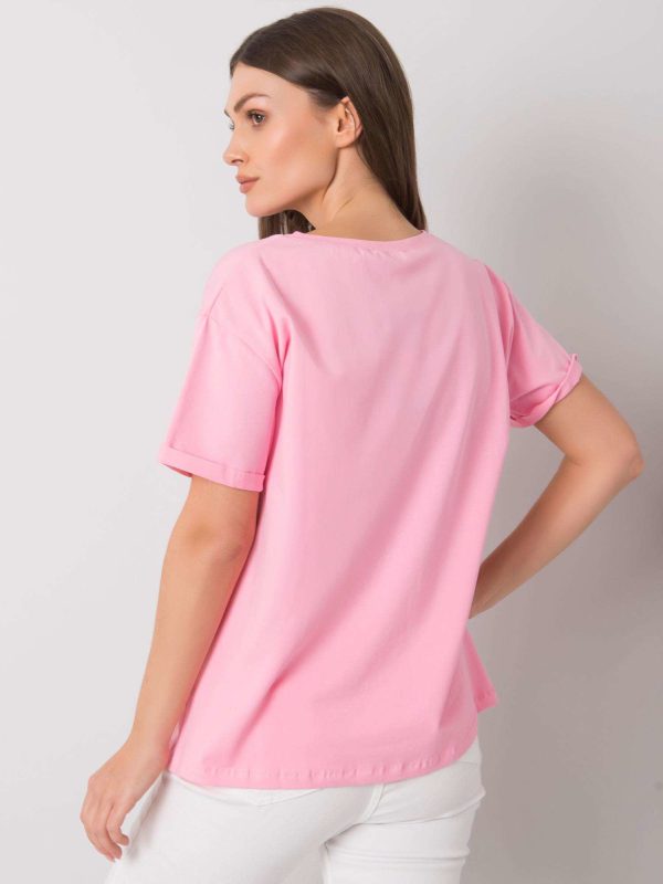 Różowy t-shirt z nadrukiem Aosta