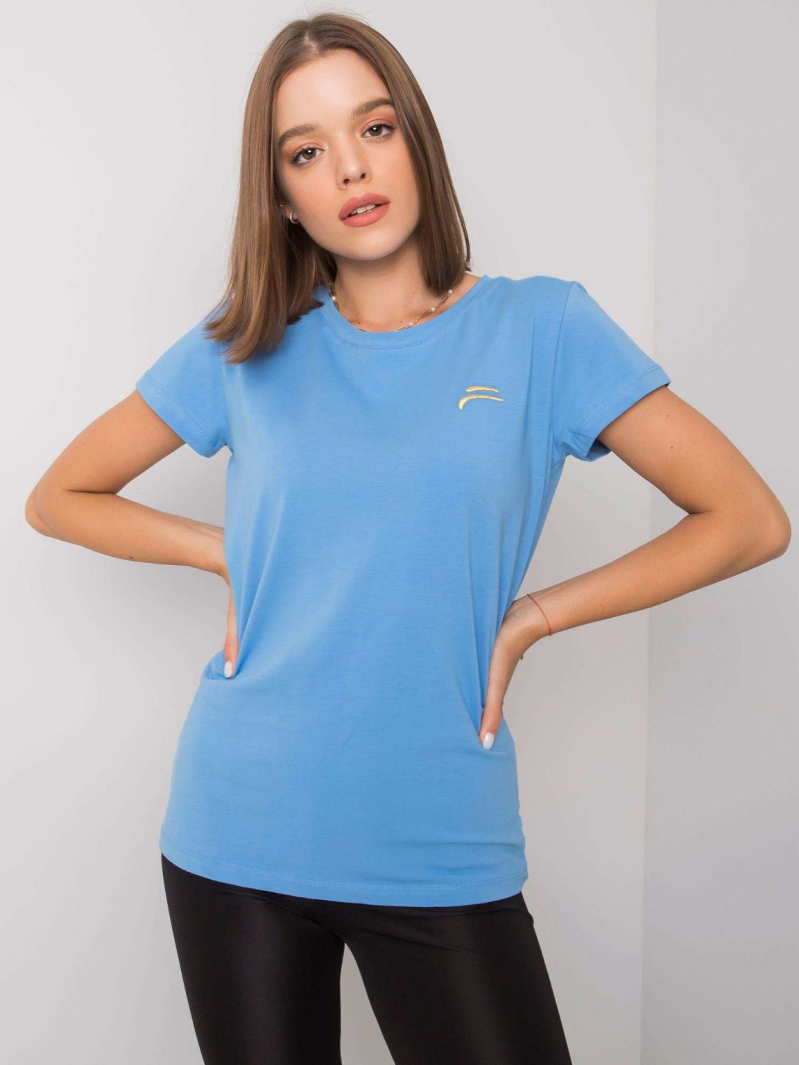 Niebieski t-shirt damski Eudice FOR FITNESS