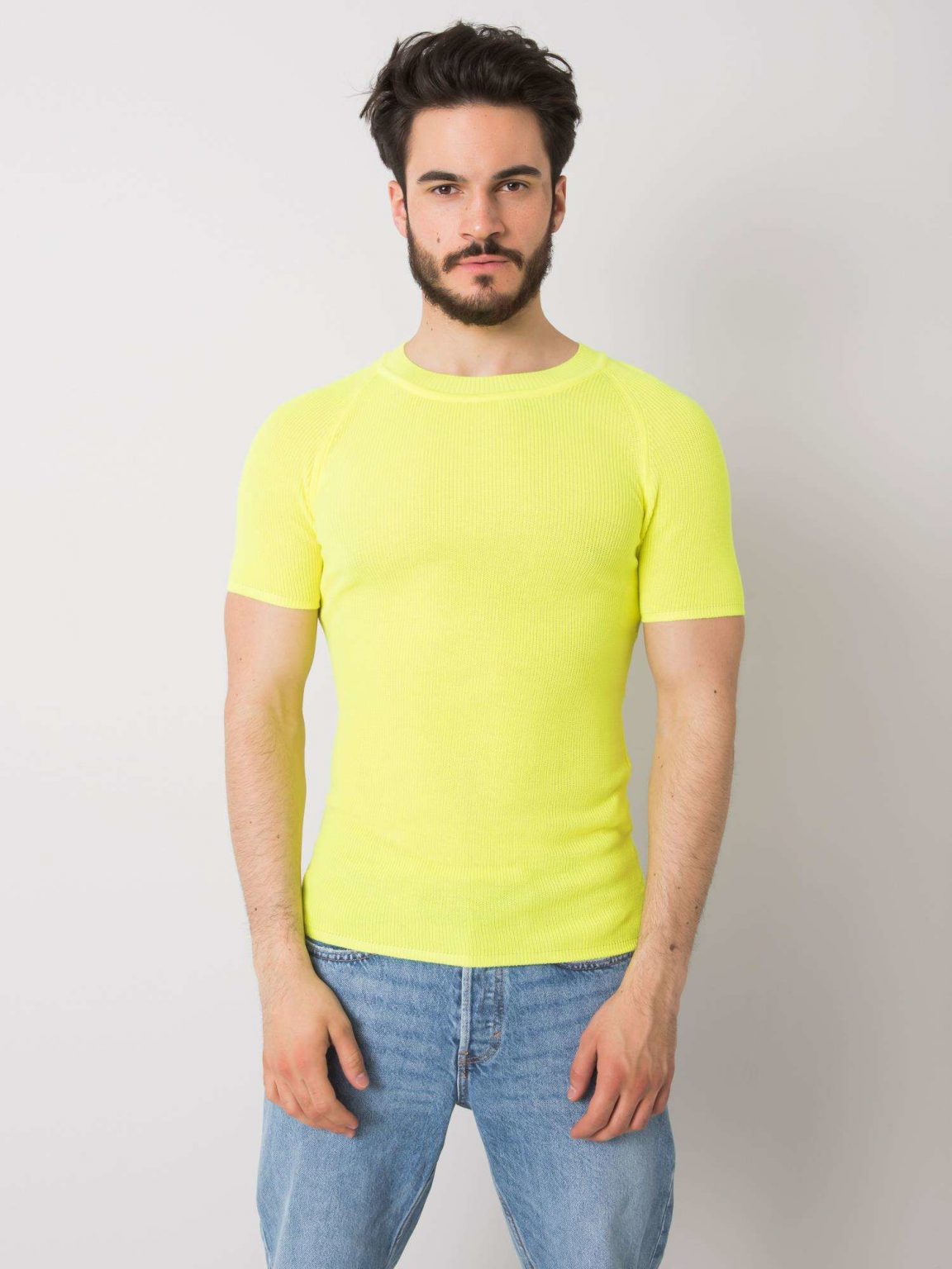 Fluo żółty t-shirt męski z dzianiny Elliott