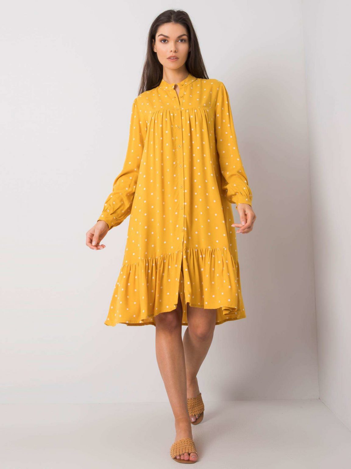 Żółta sukienka w groszki Hevy