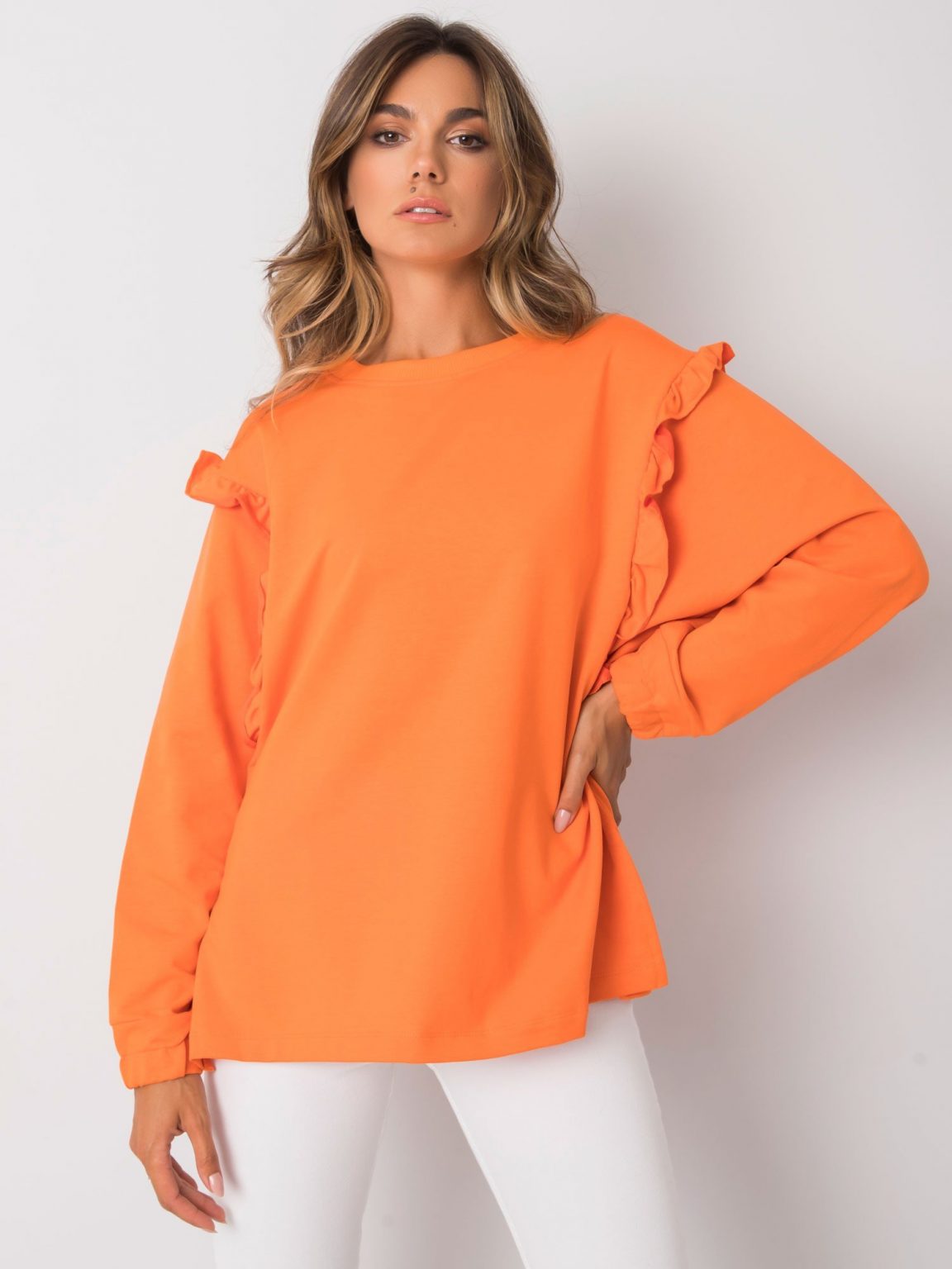 Pomarańczowa bluza z falbankami Monserrat