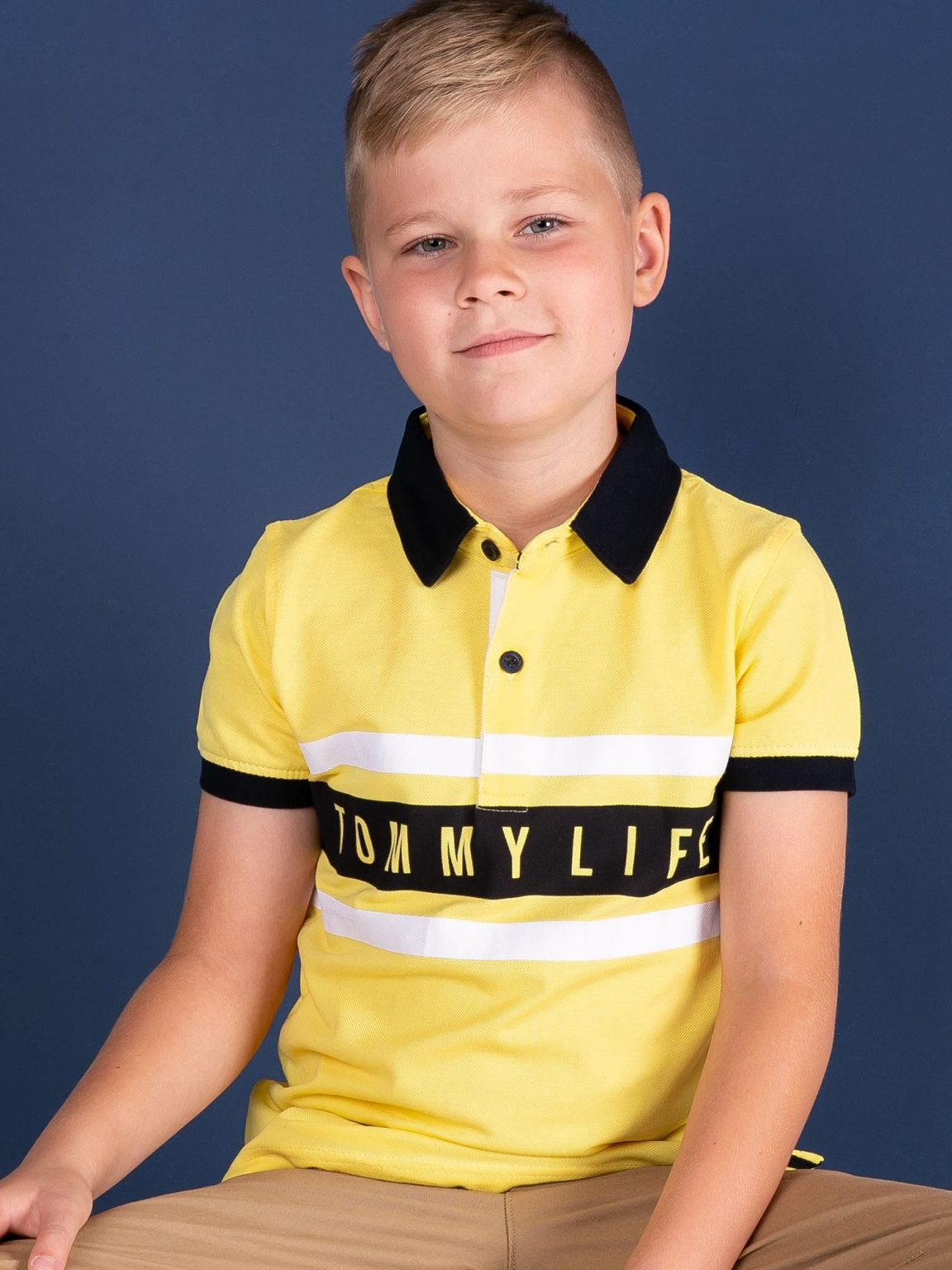 Żółta koszulka polo dla chłopca TOMMY LIFE