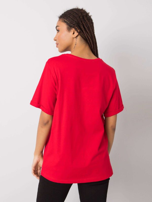 Czerwony t-shirt z nadrukiem Zuri