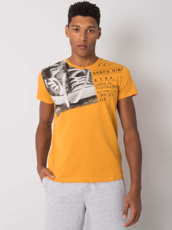 Musztardowy t-shirt z bawełny Kendrick