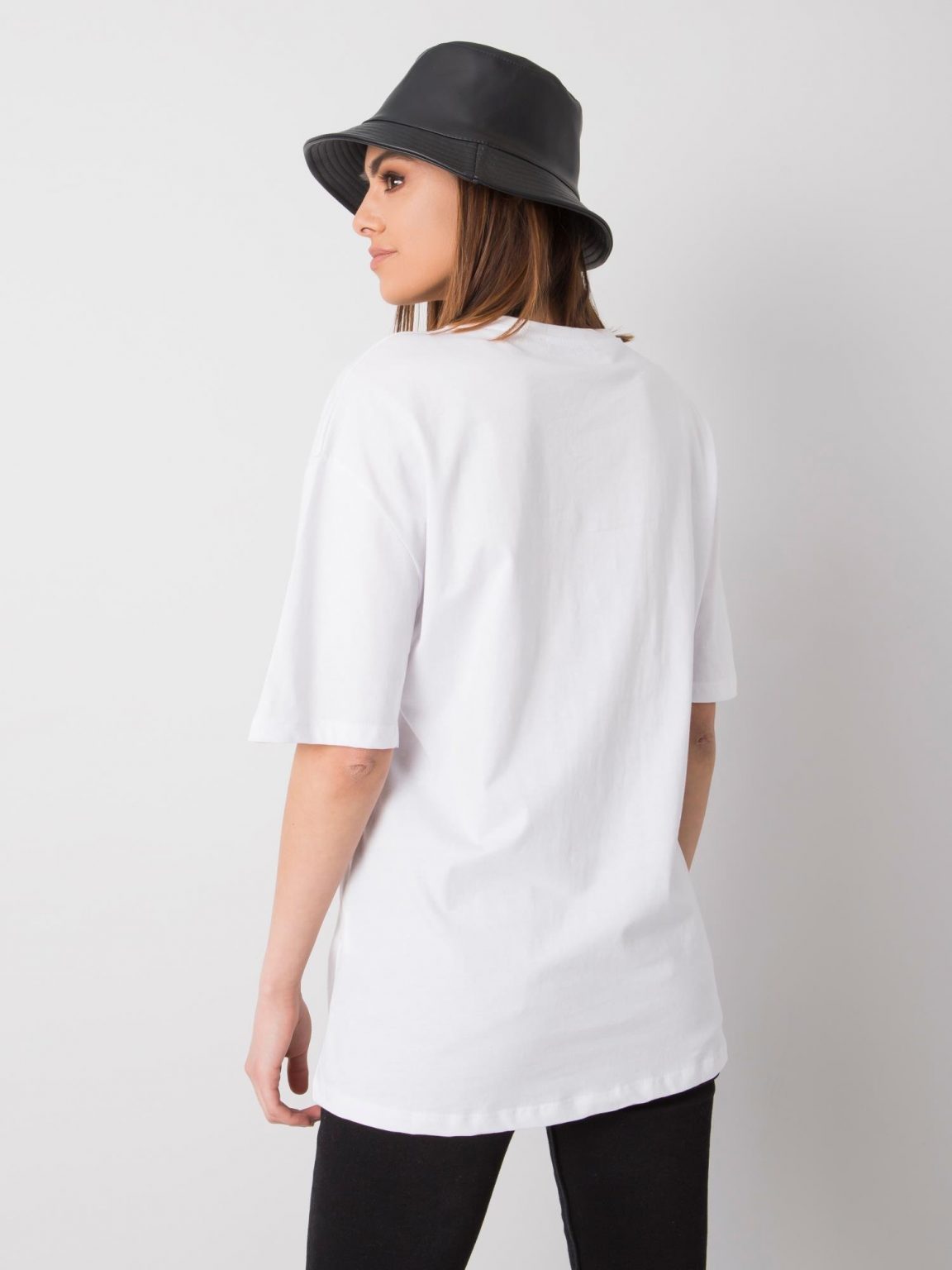 Biały t-shirt z printem RUE PARIS