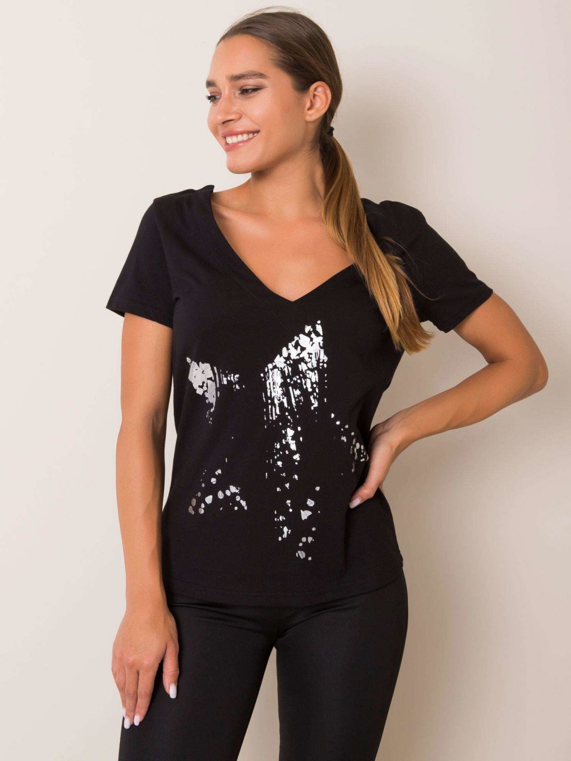 Czarny t-shirt Marble FOR FITNESS