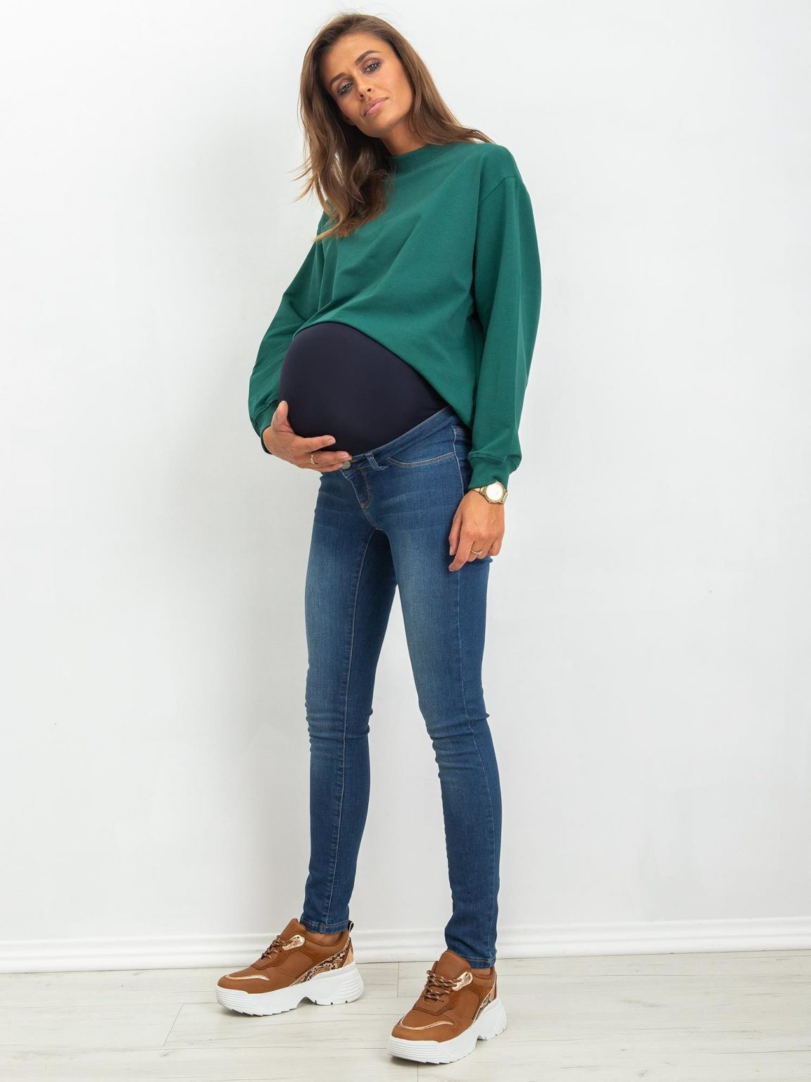 RUE PARIS Niebieskie jeansy ciążowe Hint