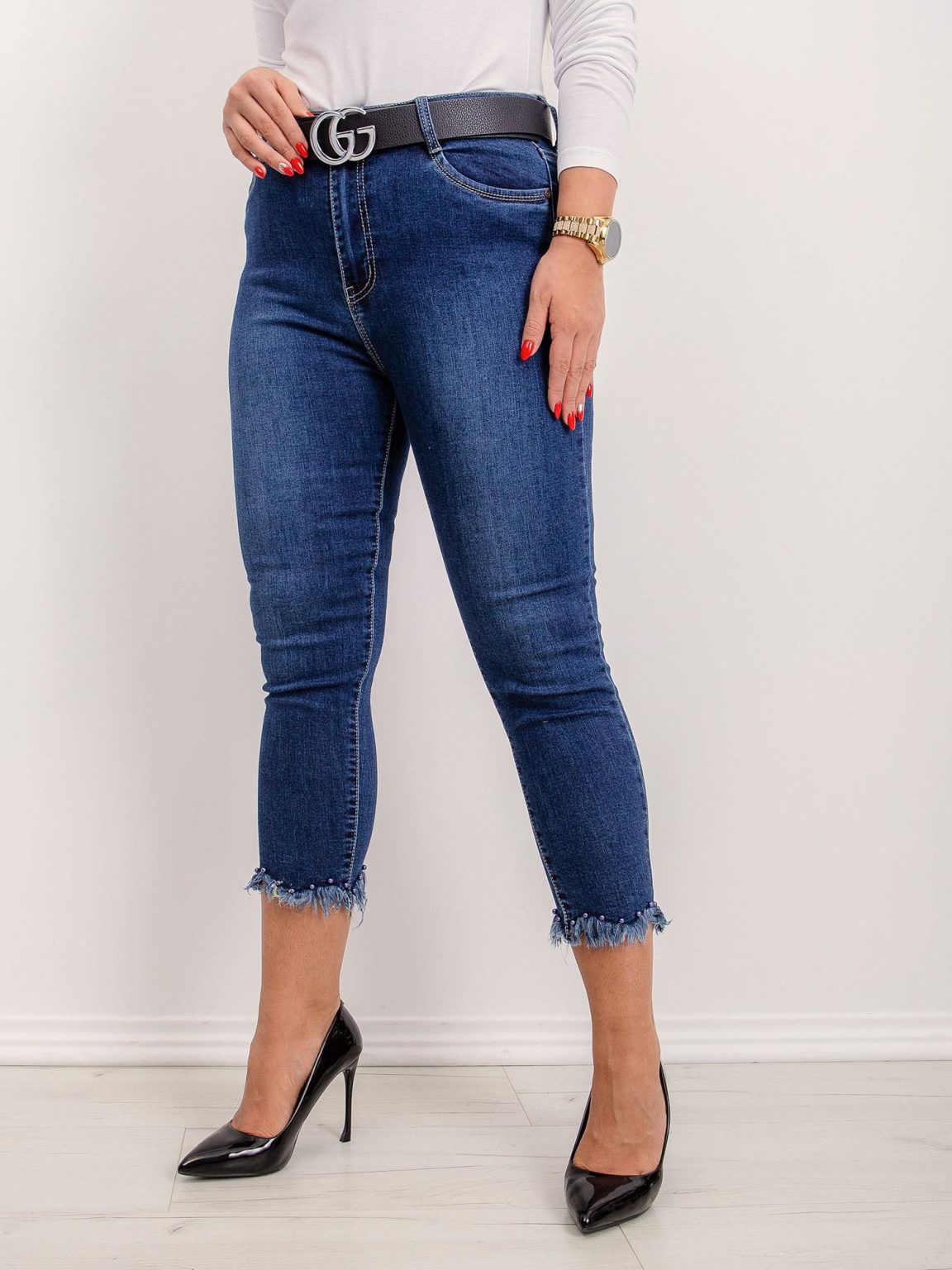 Ciemnoniebieskie jeansy plus size Miranda