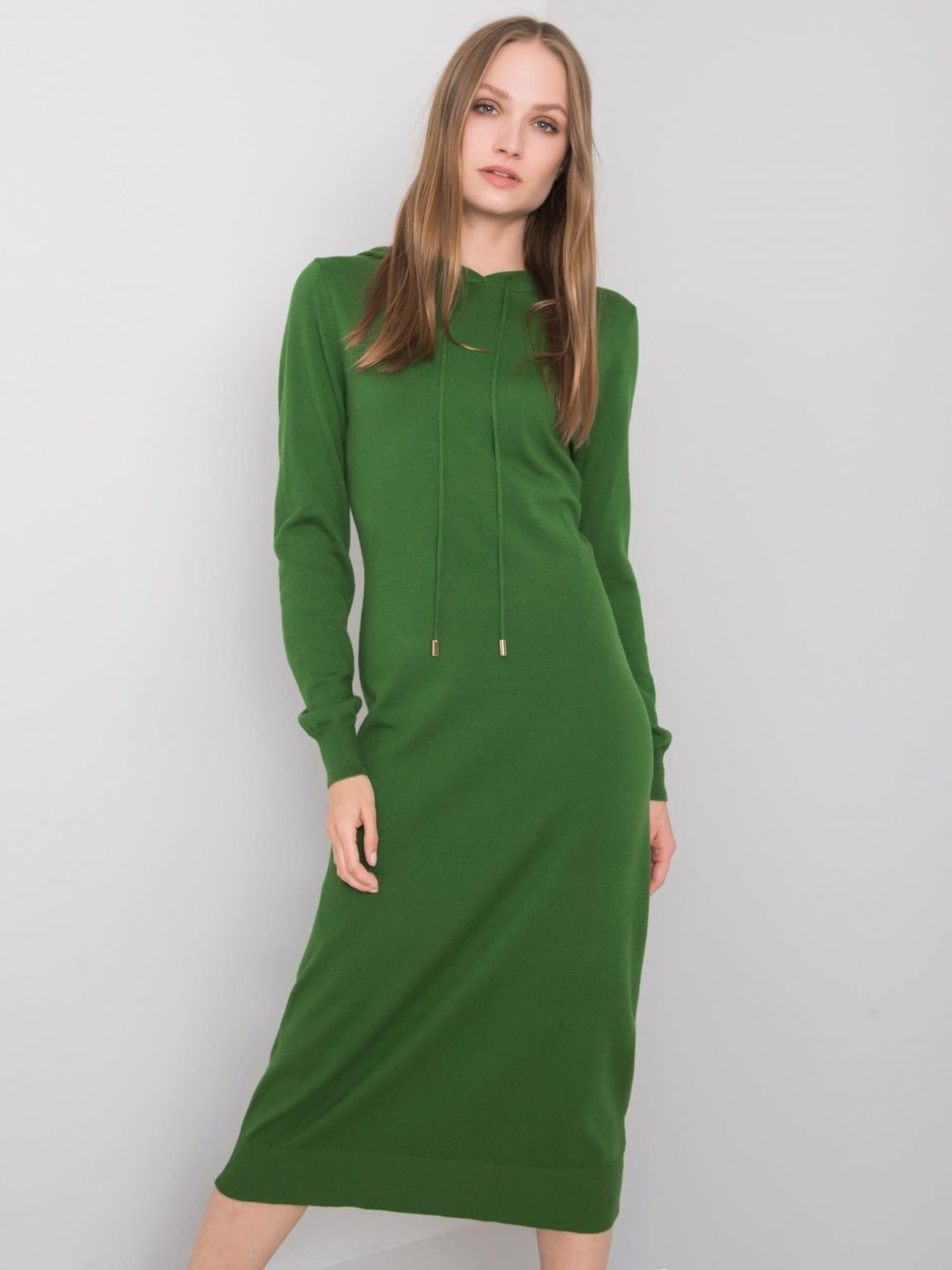 Zielona sukienka z kapturem Asencion