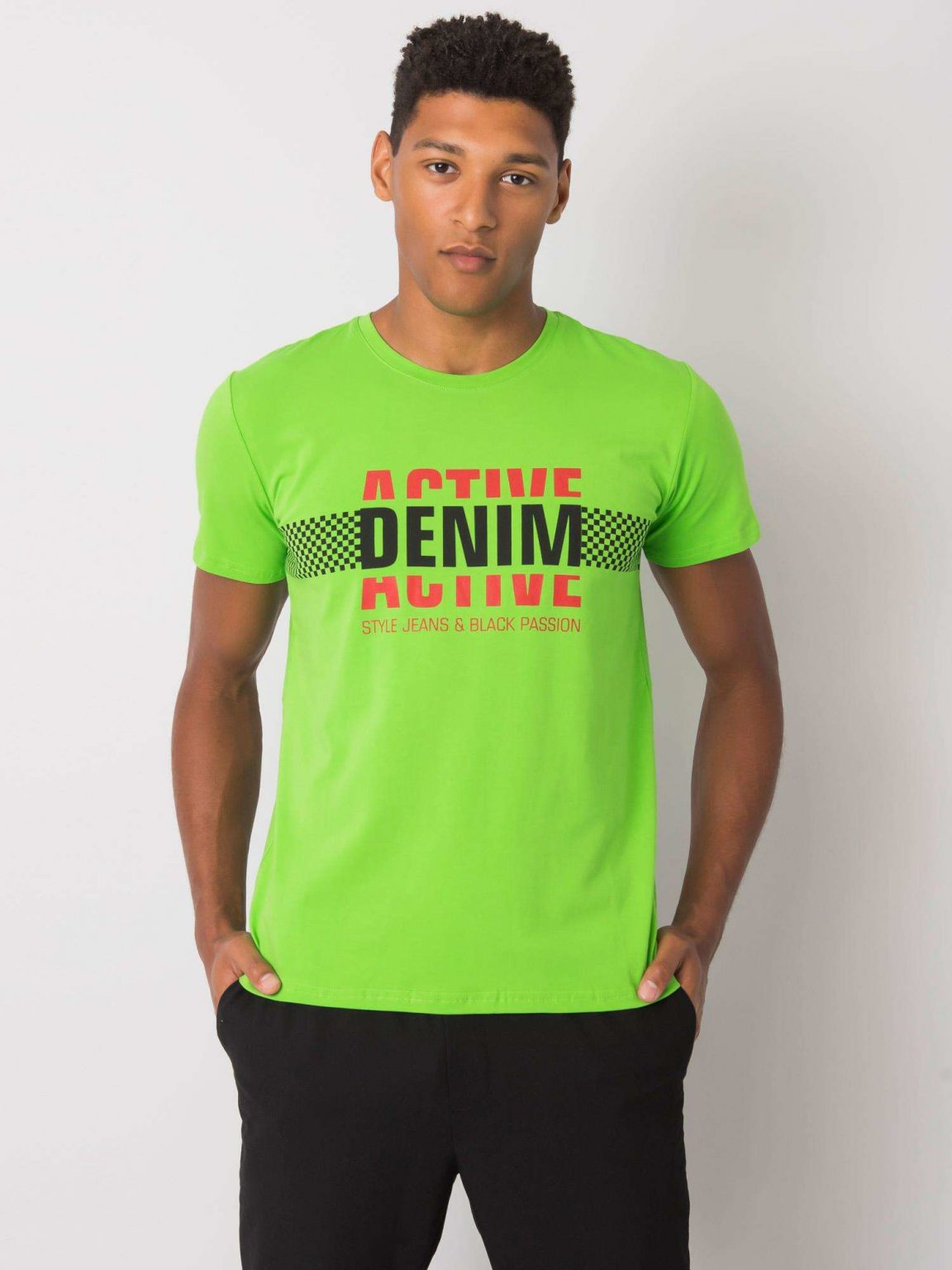 Zielona koszulka męska z nadrukiem Collin