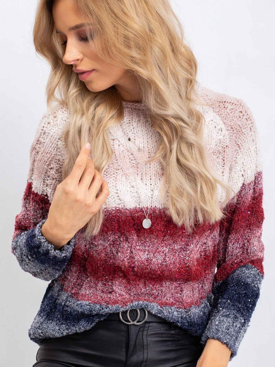 Różowo-bordowy sweter Florine