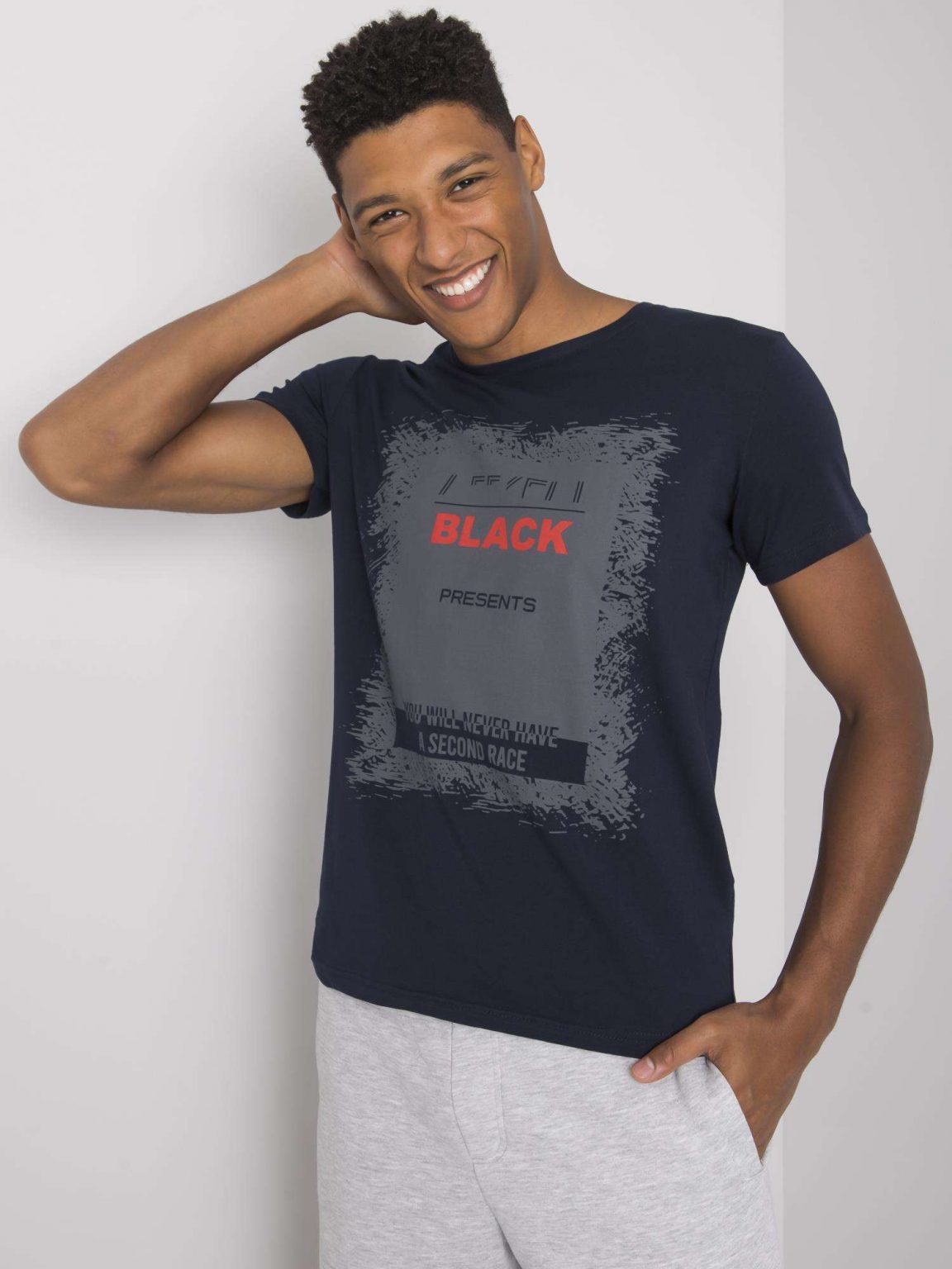 Granatowy t-shirt męski bawełniany Brighton