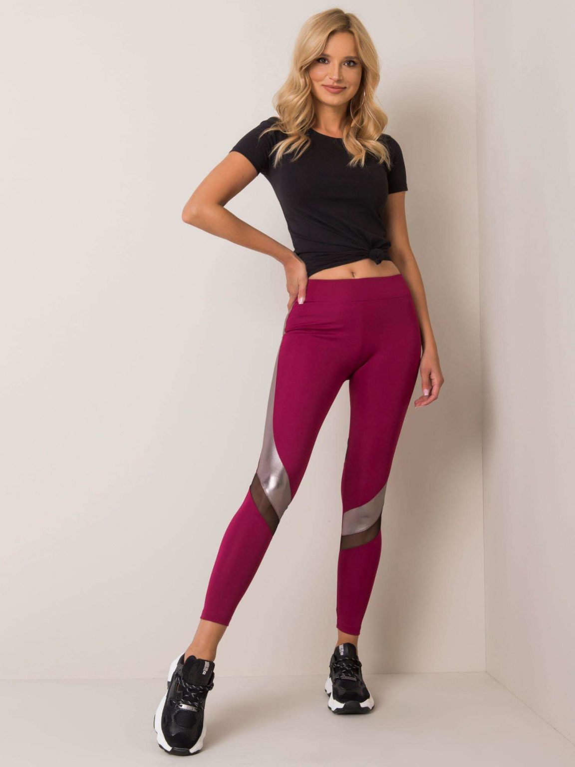 Bordowe legginsy Ellen FOR FITNESS