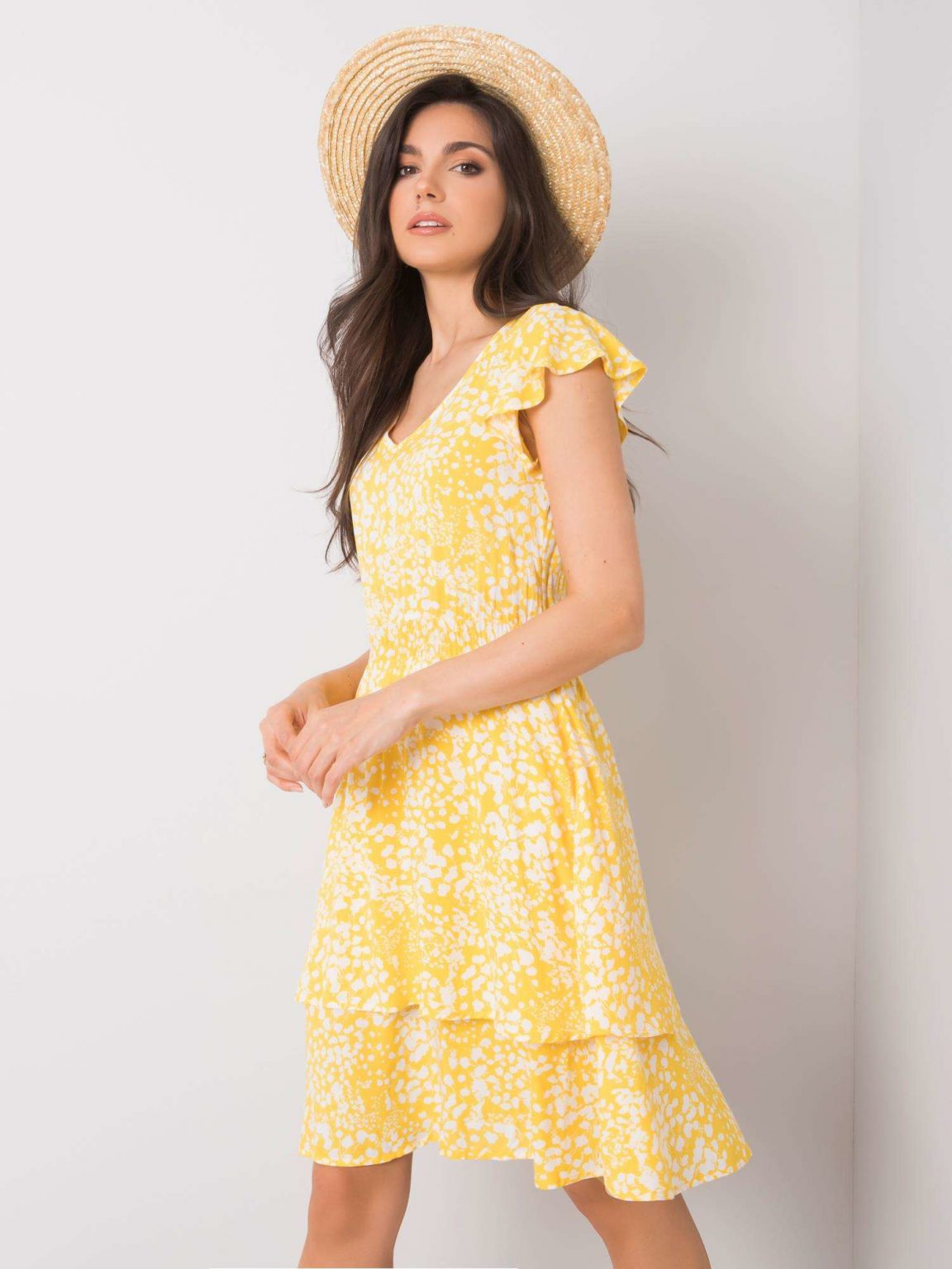 Biało-żółta sukienka Athena SUBLEVEL
