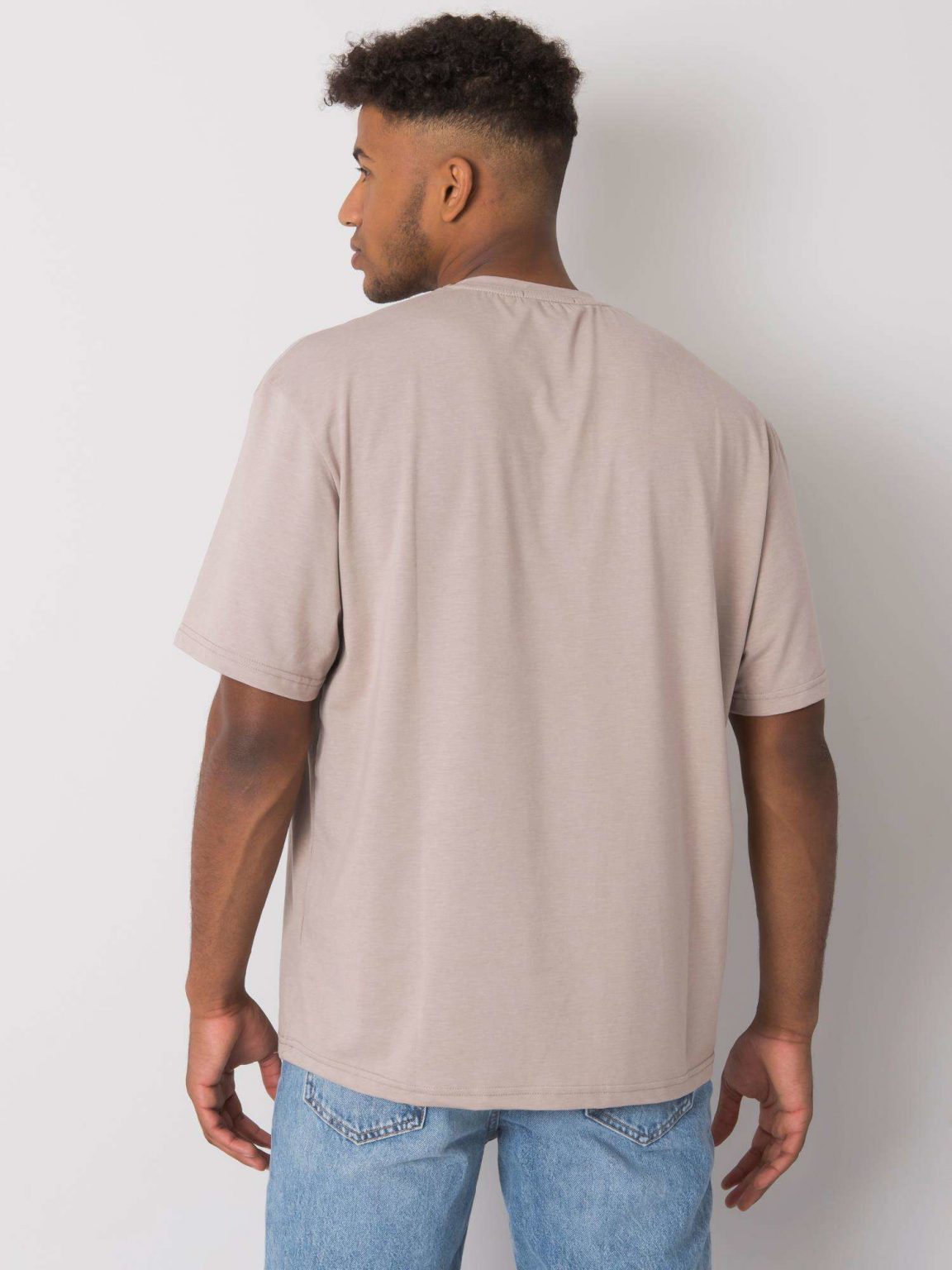 Beżowy t-shirt męski bawełniany Archer LIWALI
