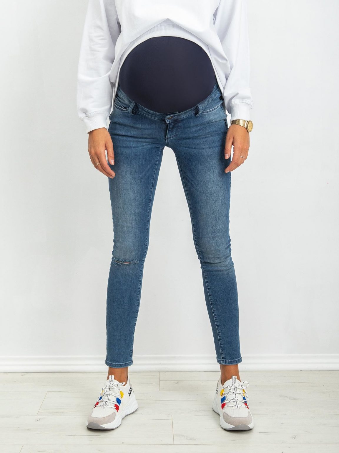 RUE PARIS Niebieskie jeansy ciążowe Lacy
