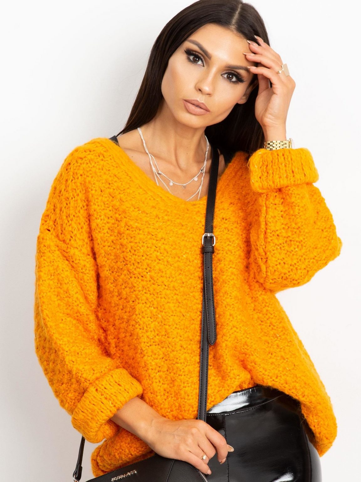RUE PARIS Pomarańczowy sweter Lively