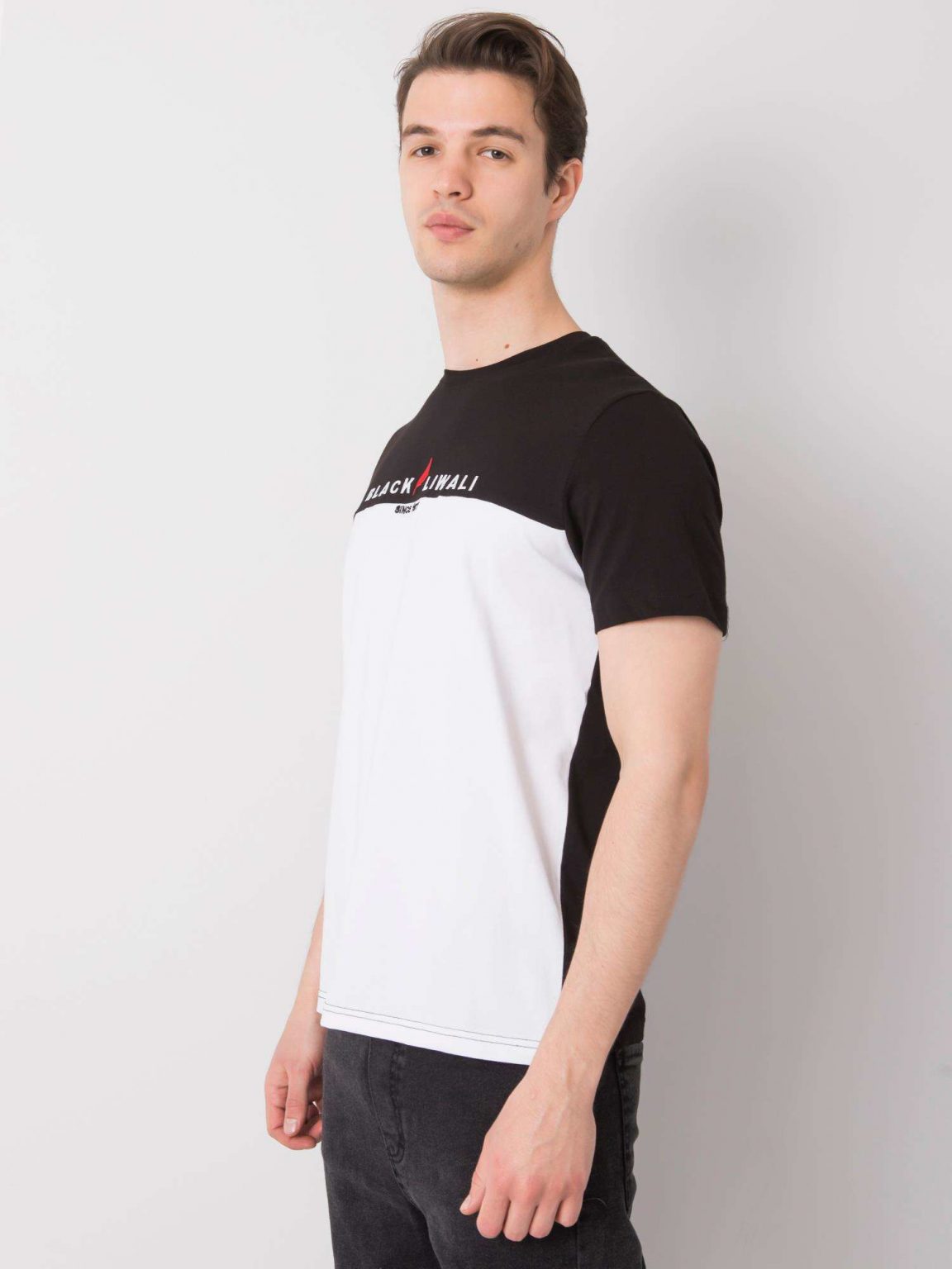 Czarno-biały t-shirt męski Morris LIWALI