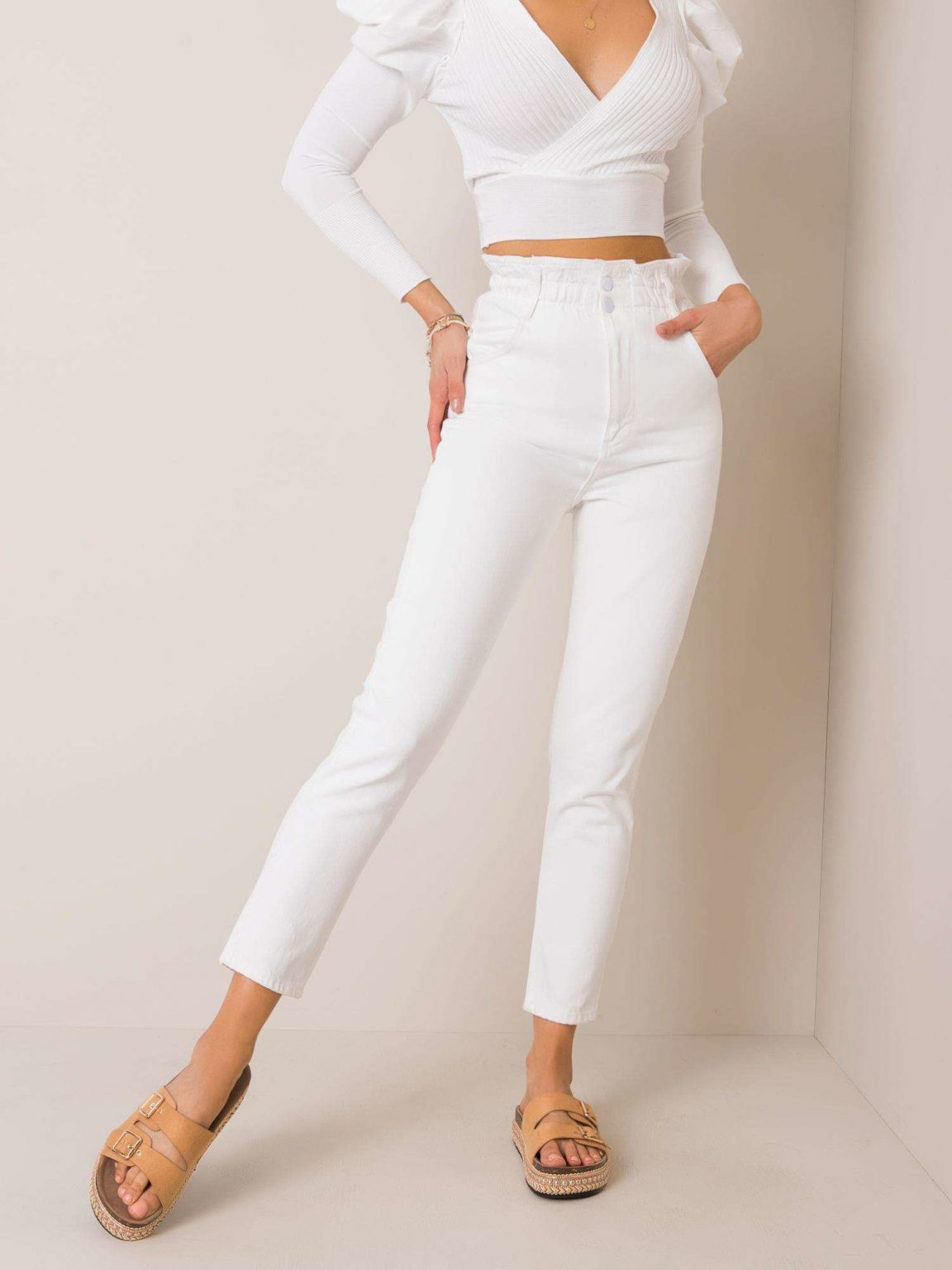Białe jeansy Reina RUE PARIS