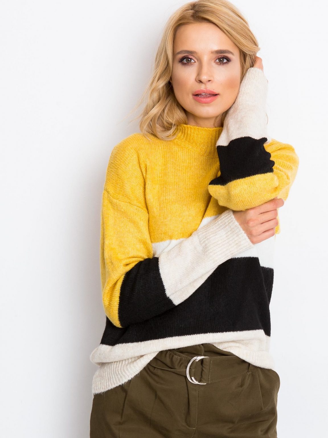 Żółto-biały sweter Denise