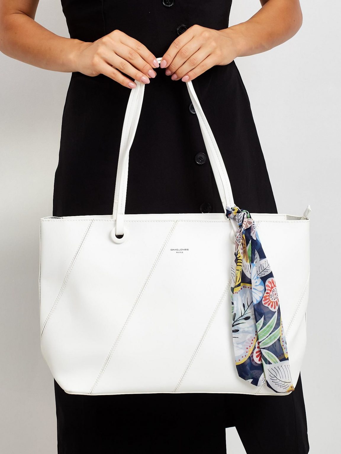 Biała torba shopper bag z apaszką