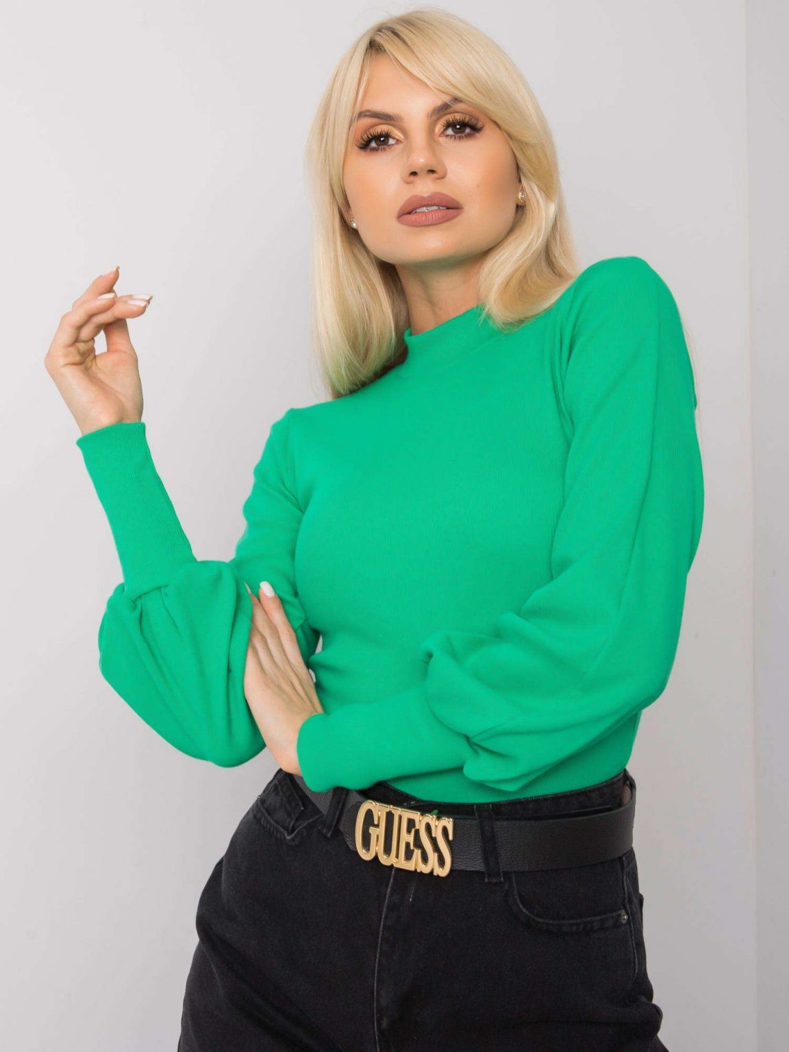 Zielona bluzka prążkowana Lauren RUE PARIS