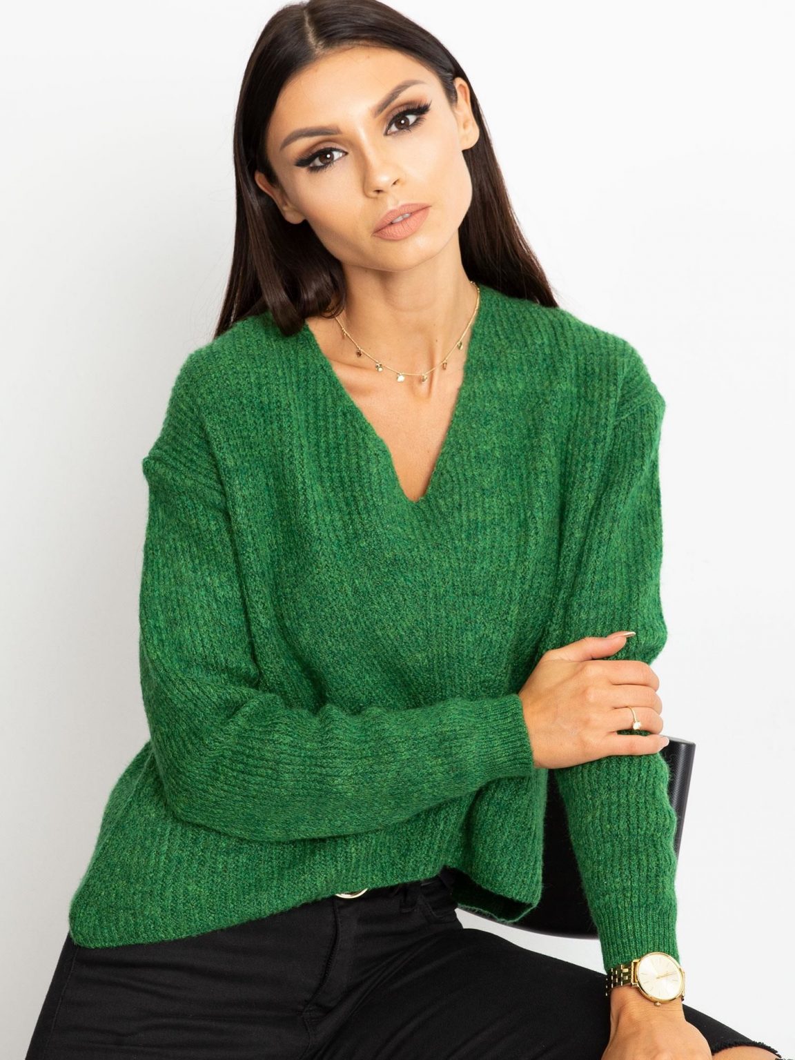 RUE PARIS Zielony sweter Touch