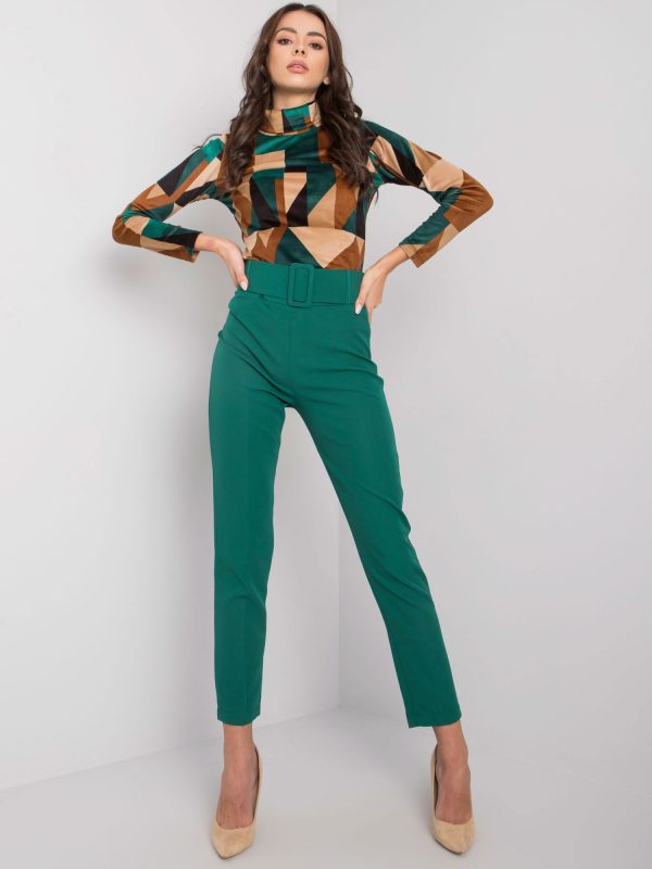 Zielone spodnie z paskiem Aurella