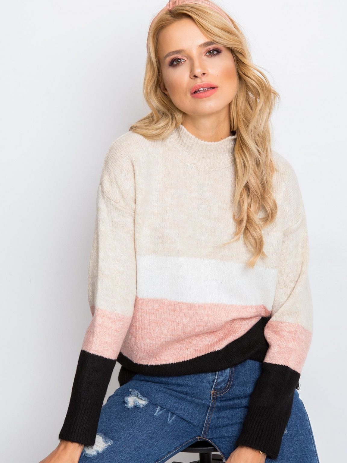 Beżowo-różowy sweter Denise