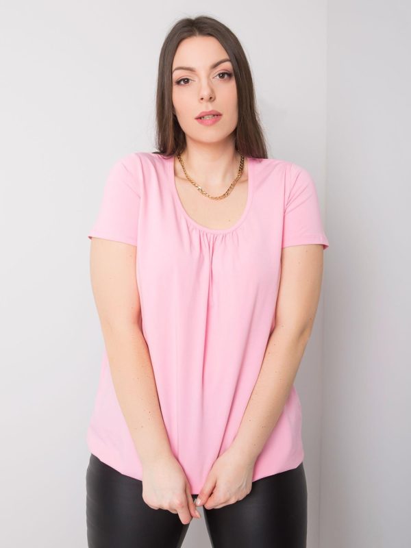 Jasnoróżowa bawełniana bluzka plus size Celeste