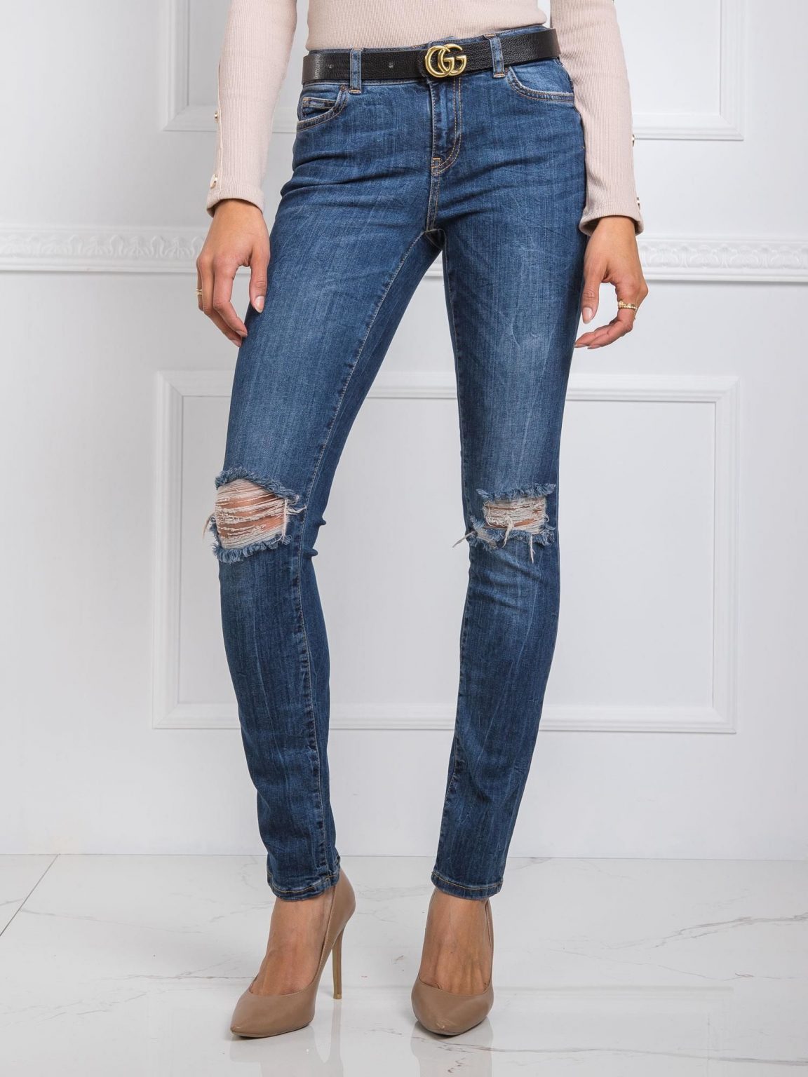 Ciemnoniebieskie jeansy Sophie RUE PARIS