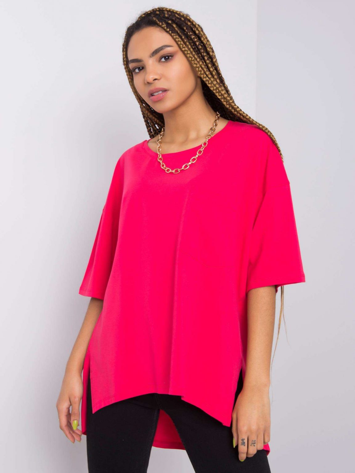 Różowy t-shirt bawełniany Noor RUE PARIS