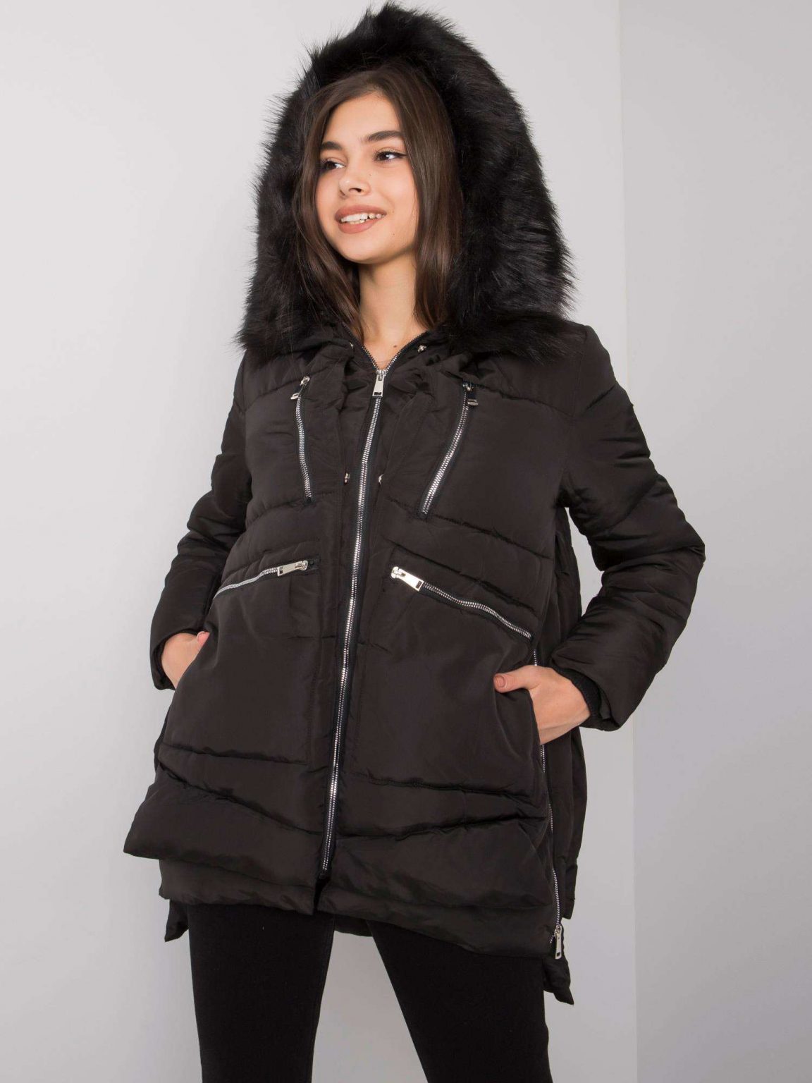 Czarna pikowana kurtka zimowa Estherville