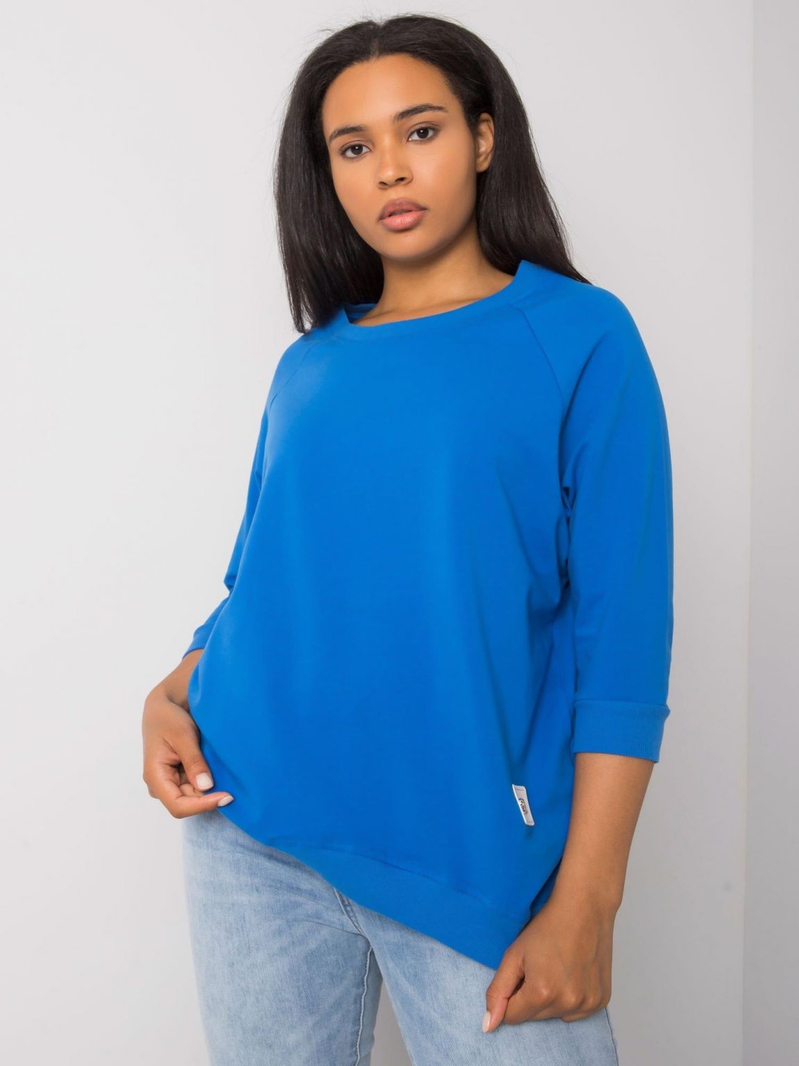 Ciemnoniebieska bawełniana bluza plus size Ninetta