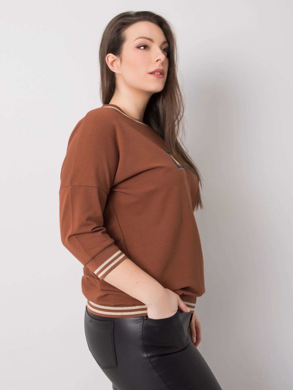 Brązowa bluza plus size z napisem Kendal