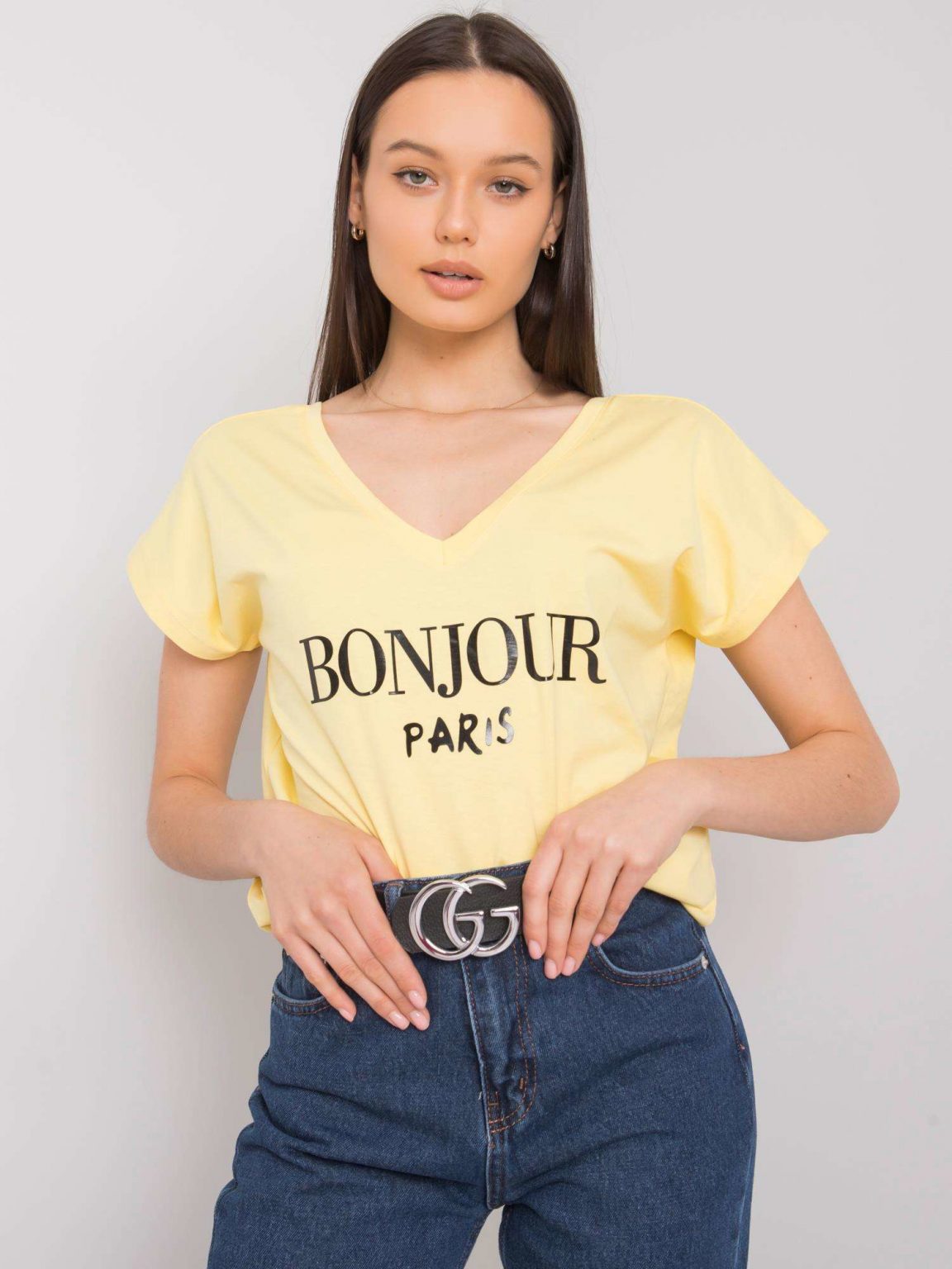 Żółty t-shirt z nadrukiem Hortense