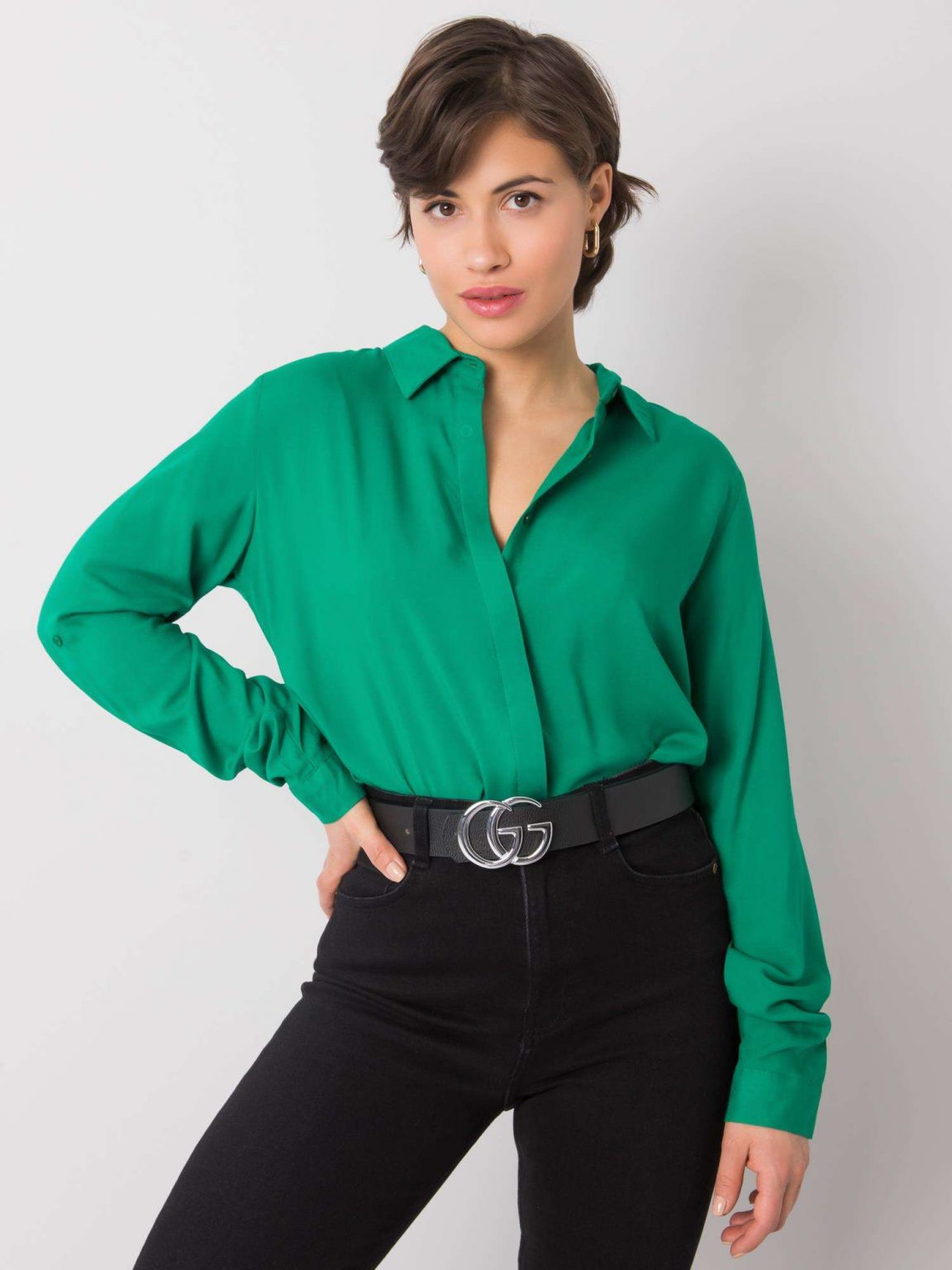 Zielona koszula klasyczna Yvaine RUE PARIS