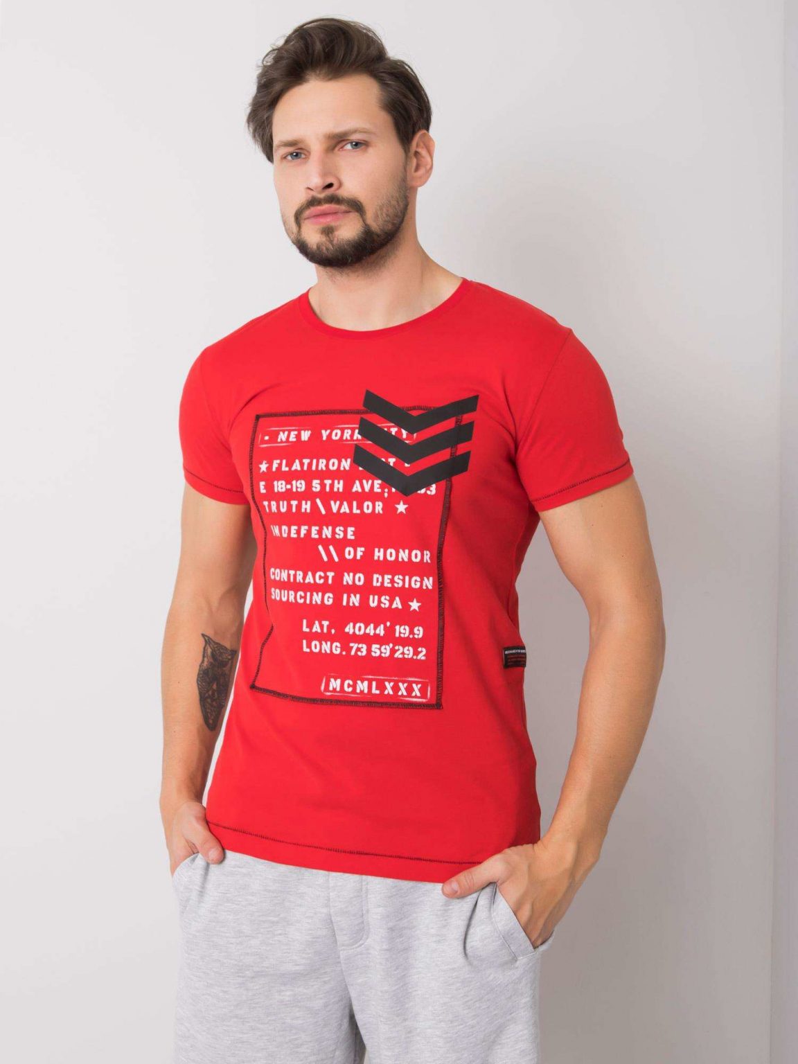 Czerwony t-shirt męski bawełniany Joshua