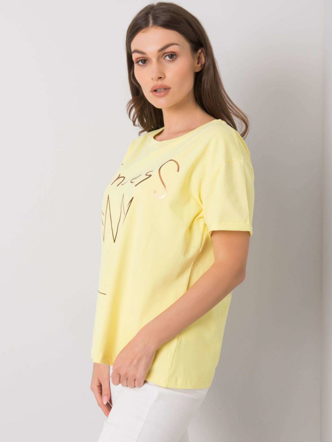 Żółty t-shirt z nadrukiem Aosta
