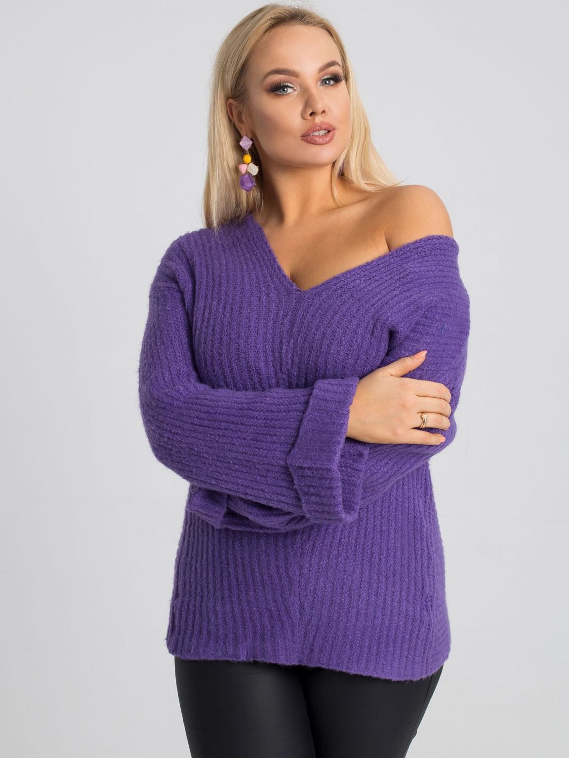 Fioletowy sweter plus size Carla
