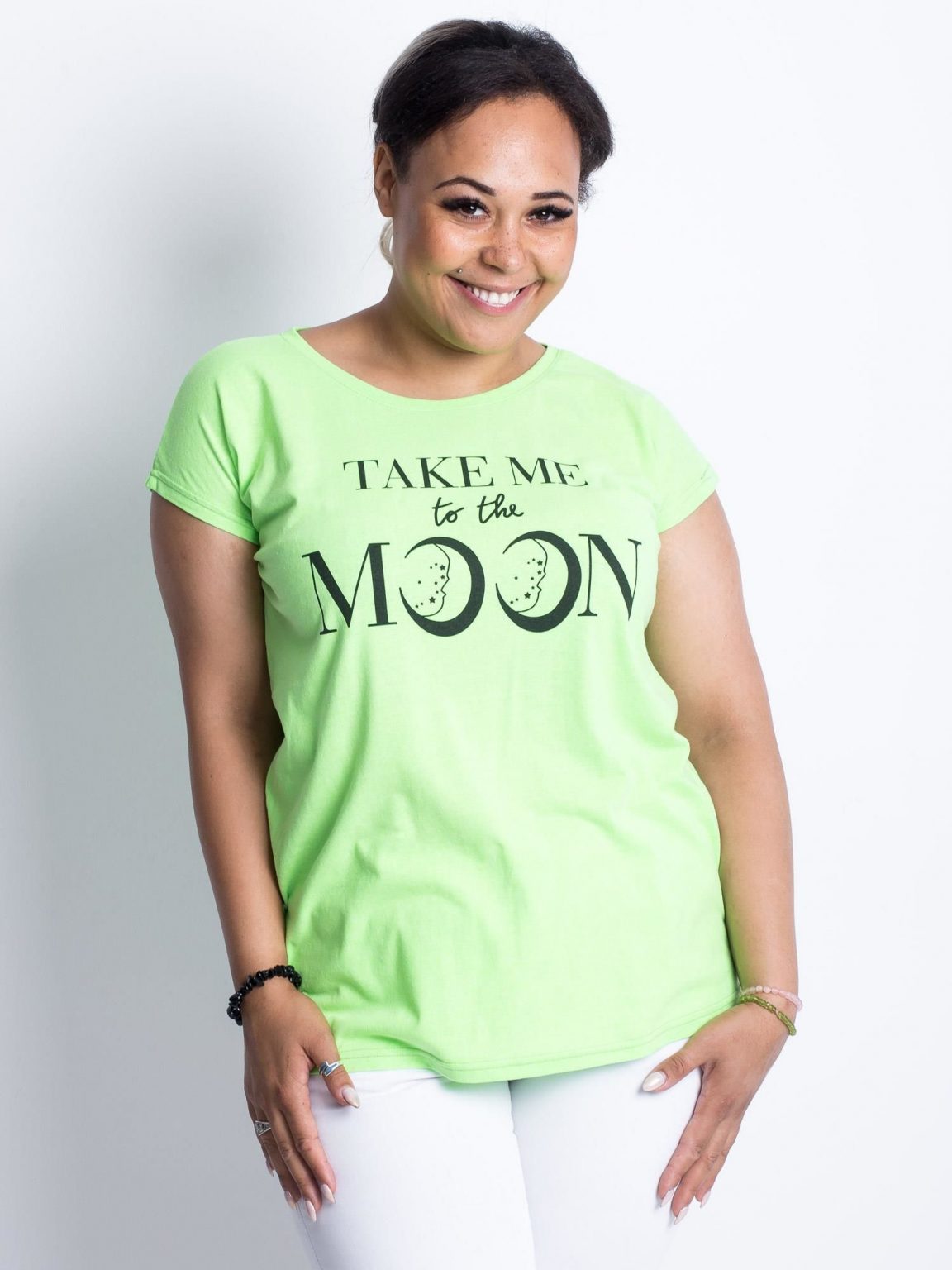 Fluo zielony t-shirt plus size Moonraker