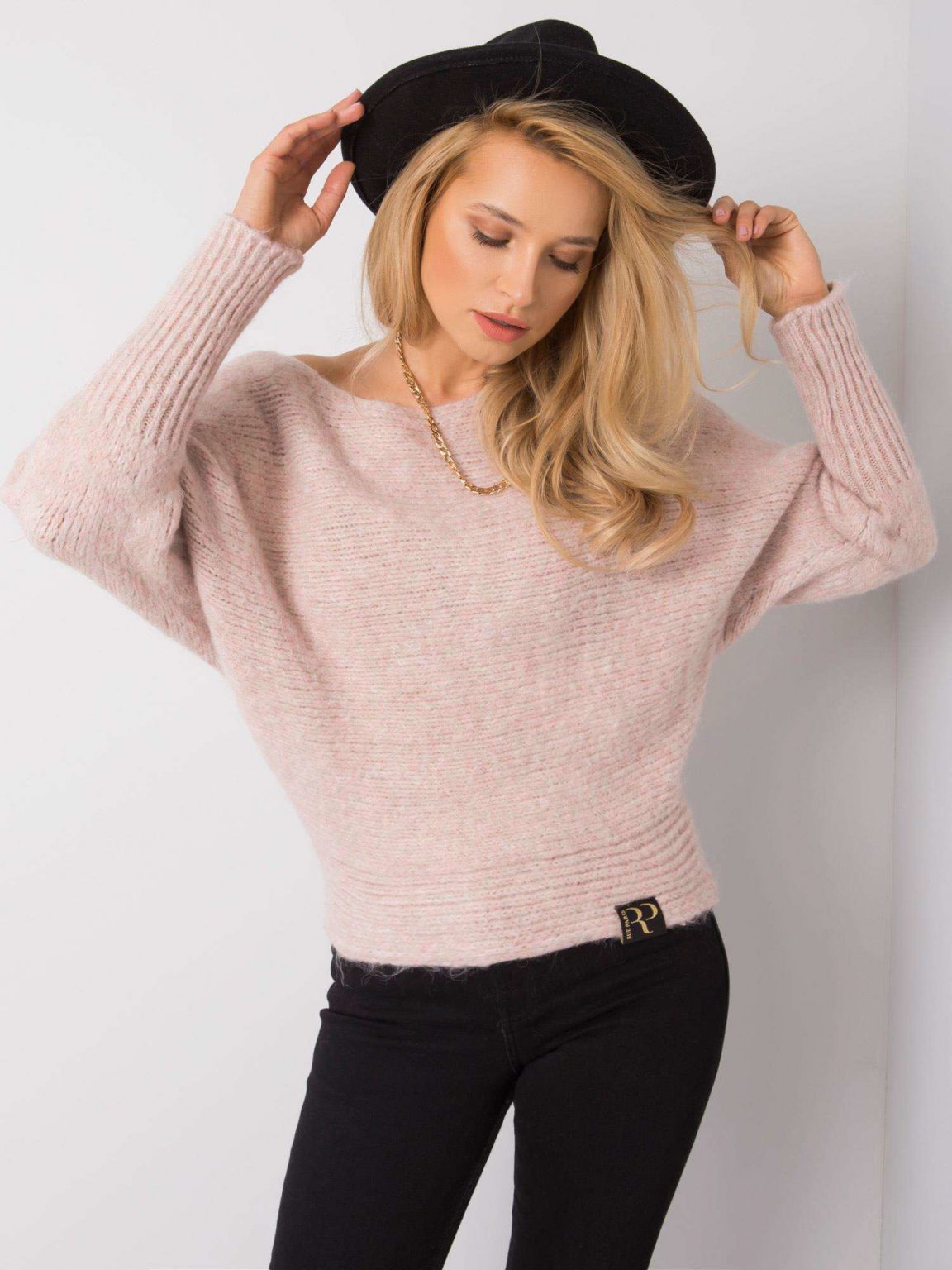 Różowo-beżowy melanżowy sweter Tinna RUE PARIS
