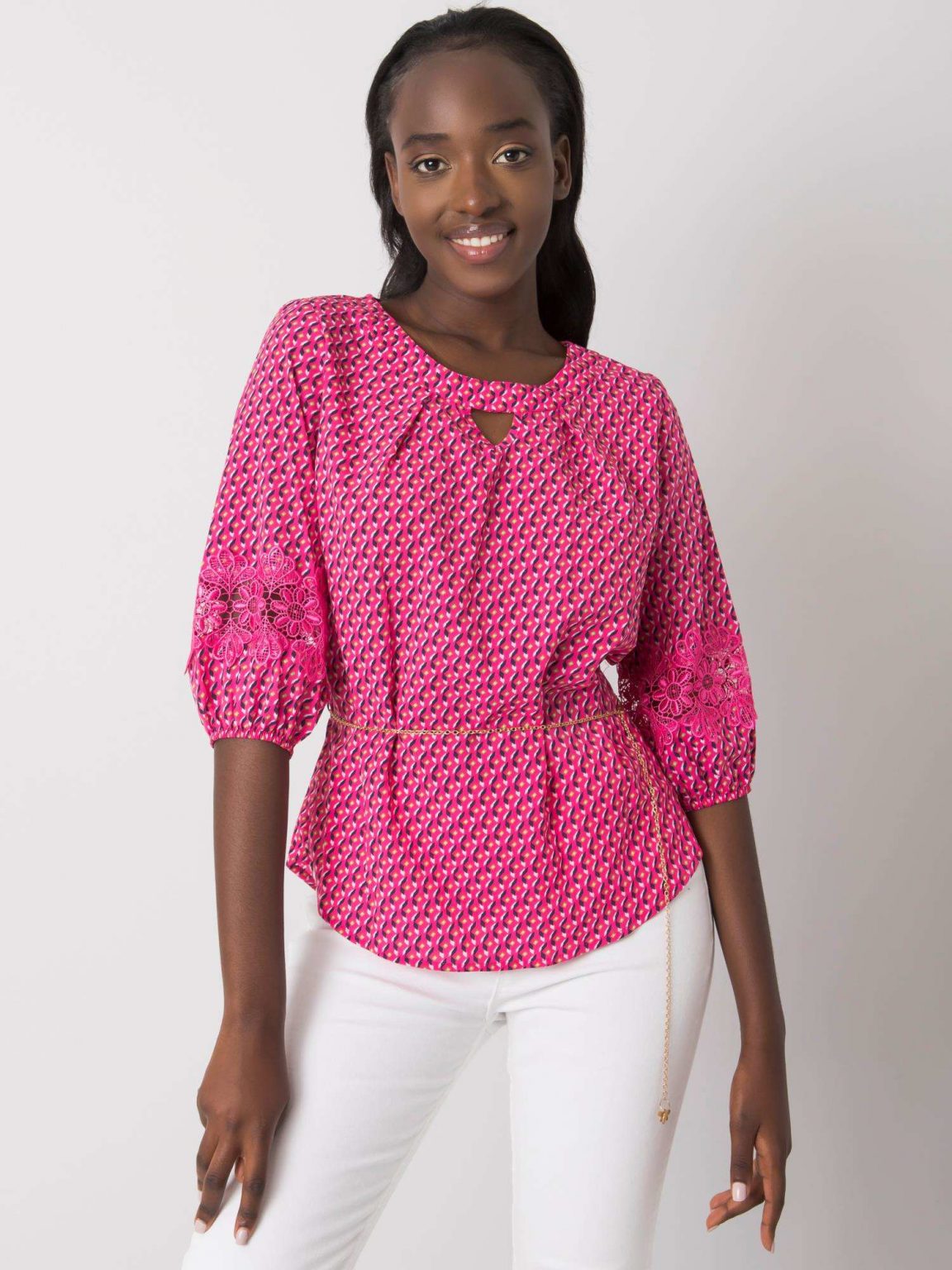 Różowa bluzka we wzory Jazmin
