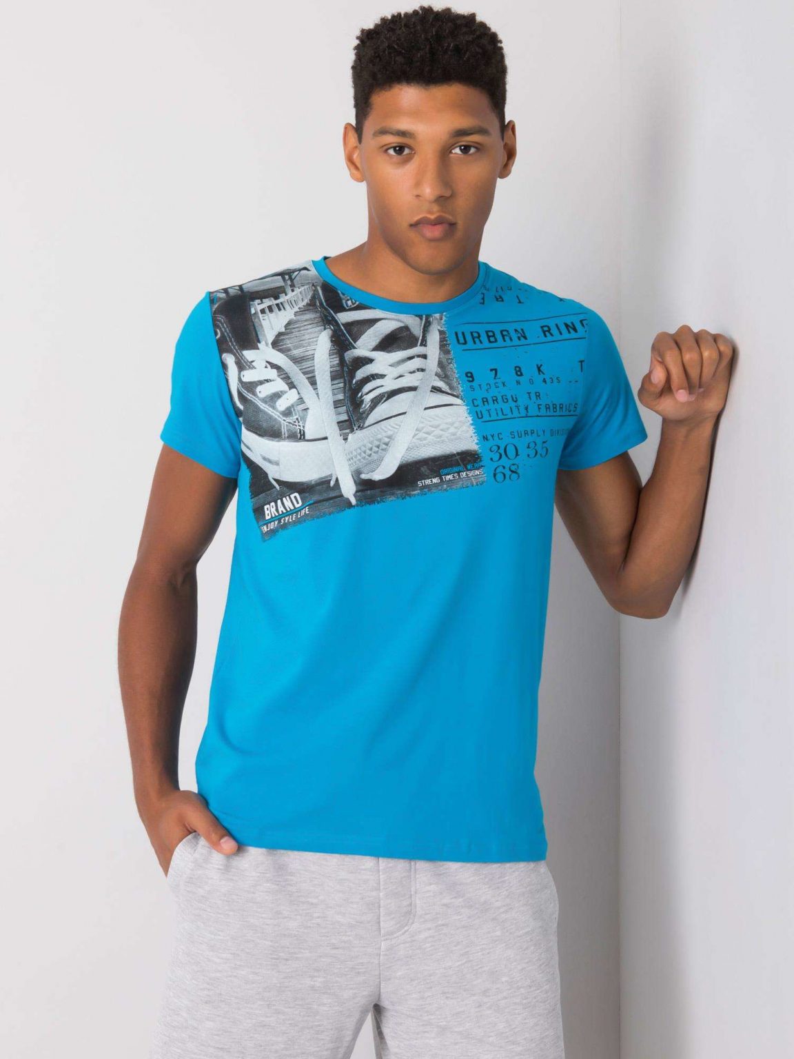 Ciemnoturkusowy t-shirt z bawełny Kendrick