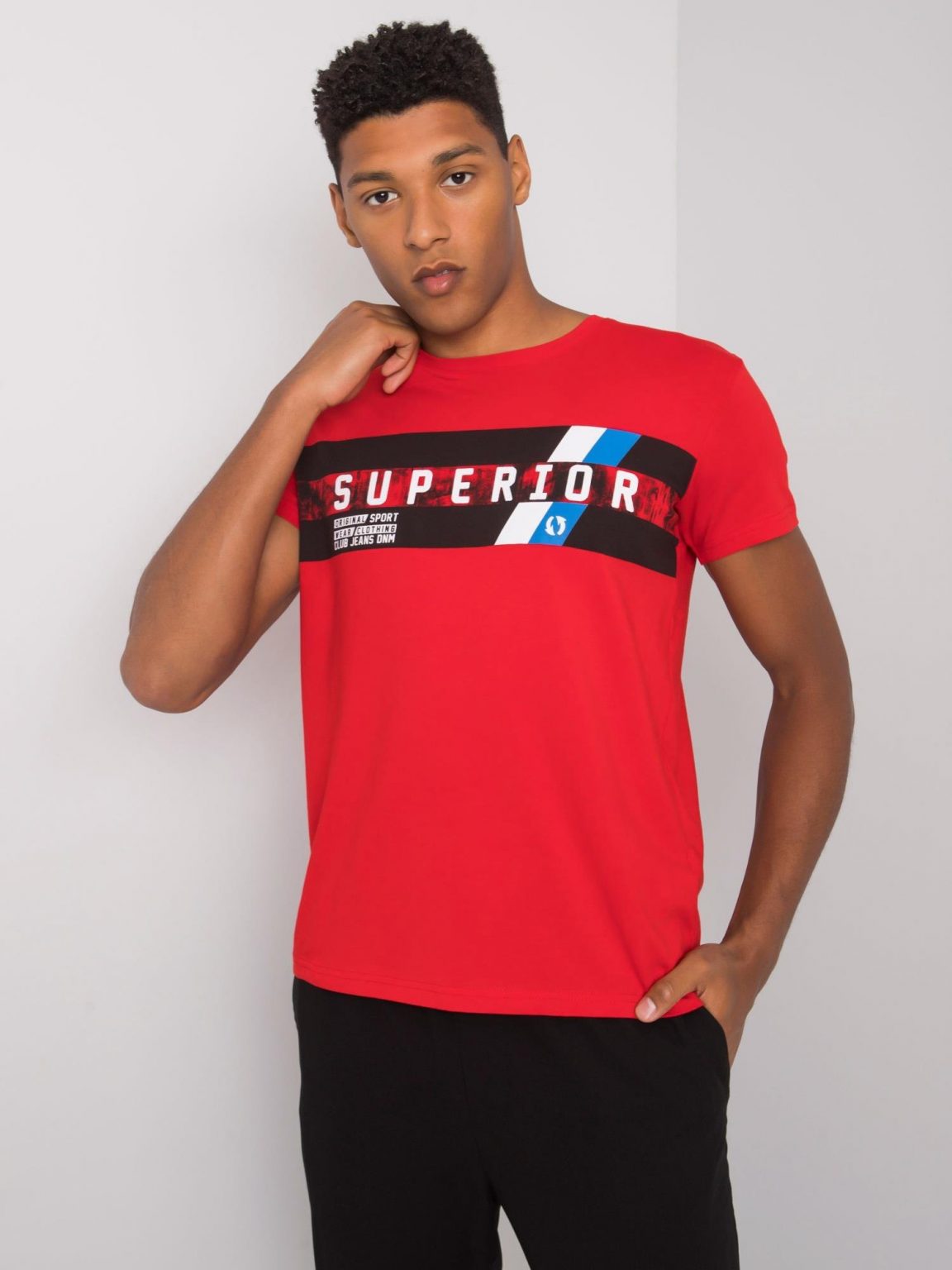 Czerwony t-shirt męski z bawełny Kendrick