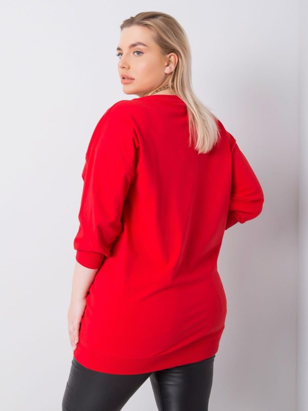 Czerwona bluzka plus size z aplikacją Messina