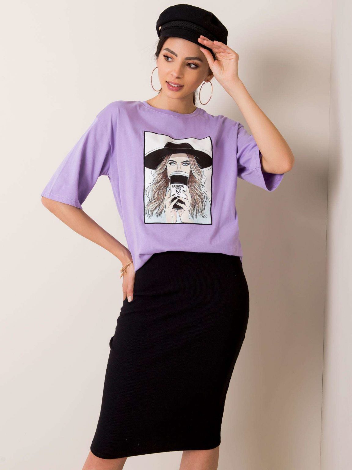 Fioletowy t-shirt Madame RUE PARIS