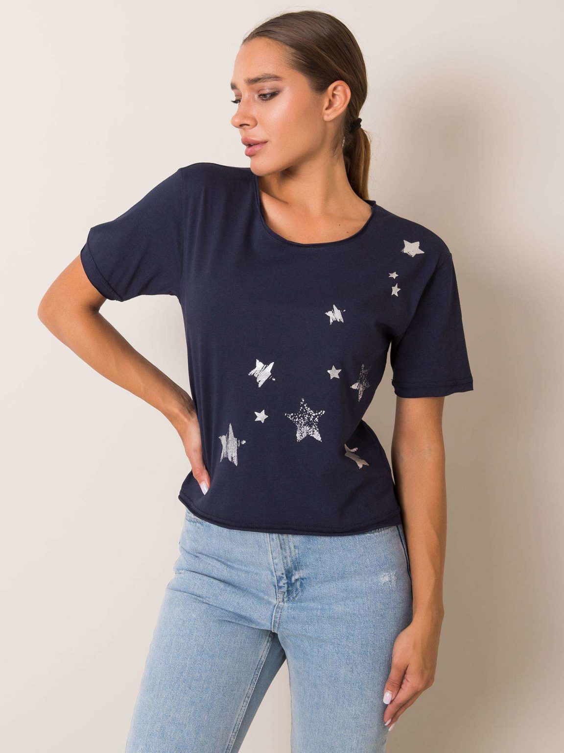Granatowy t-shirt Star FOR FITNESS