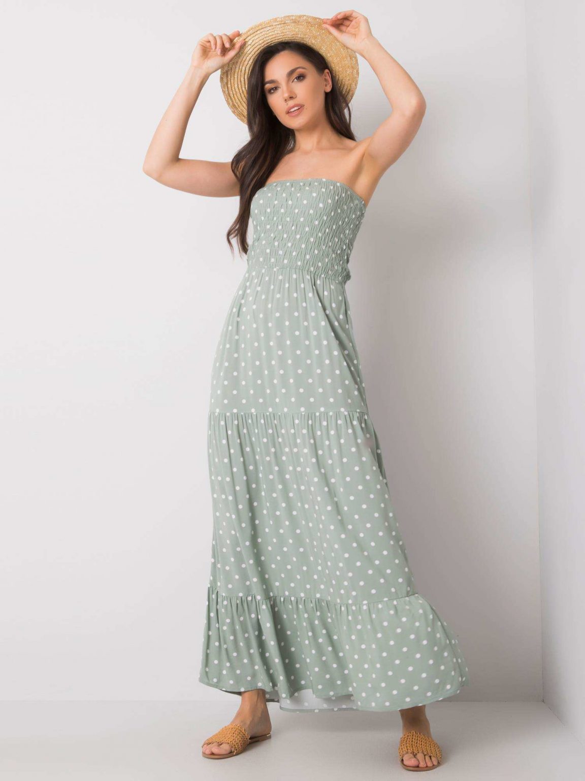 Jasnozielona sukienka w grochy Aracelis FRESH MADE